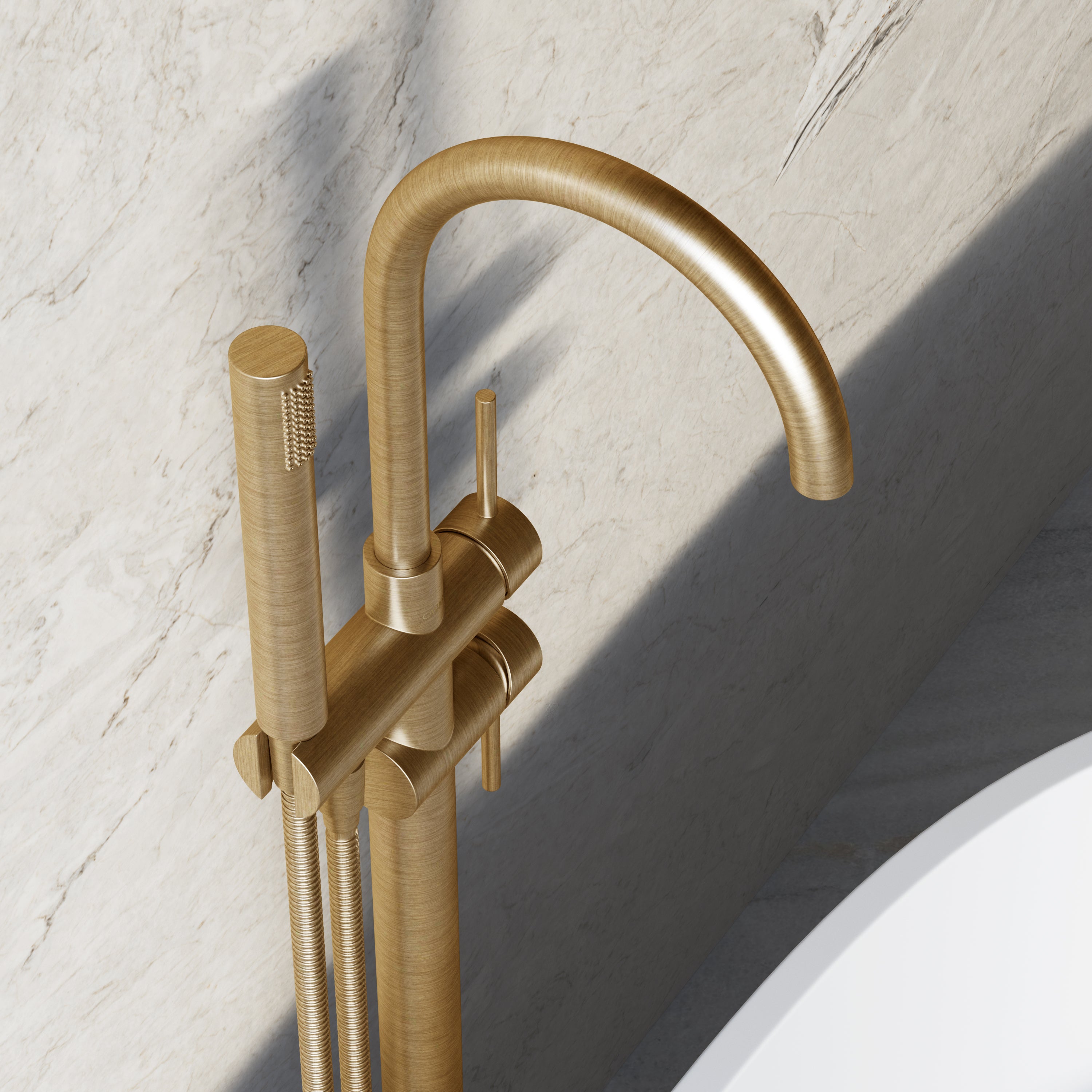 Image of Origin Floor Standing Bath Mixer with Hand Shower