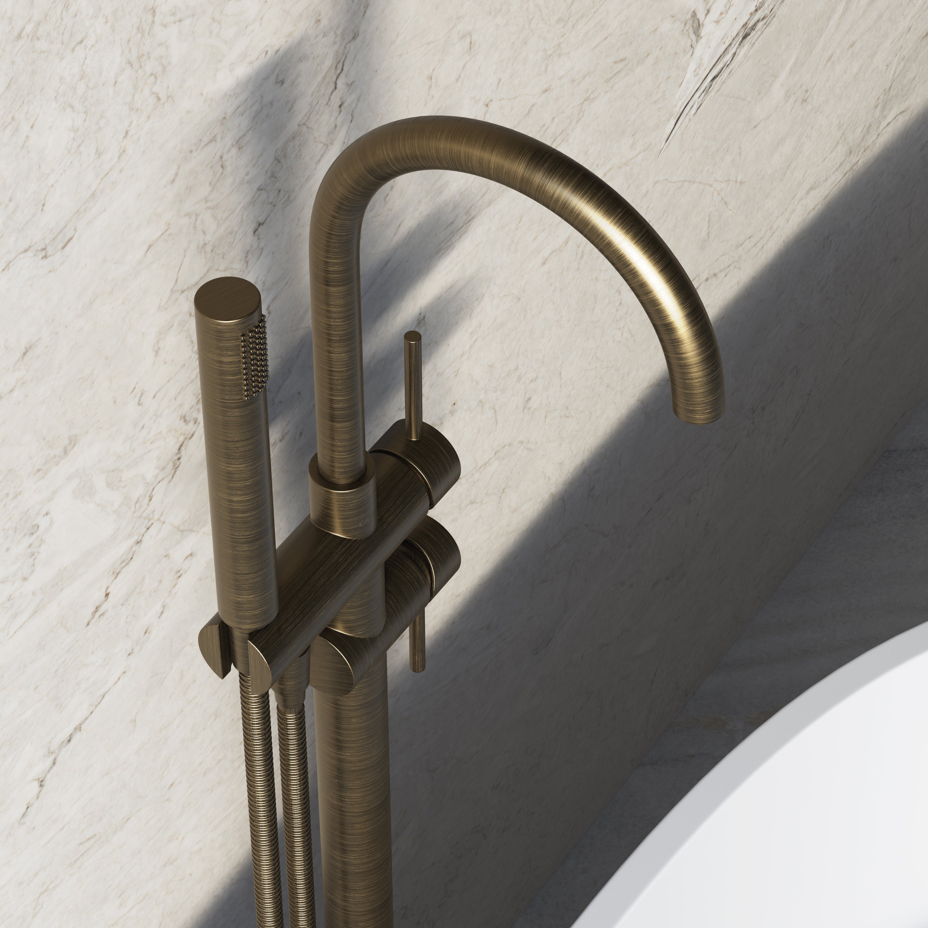 Image of Origin Floor Standing Bath Mixer with Hand Shower