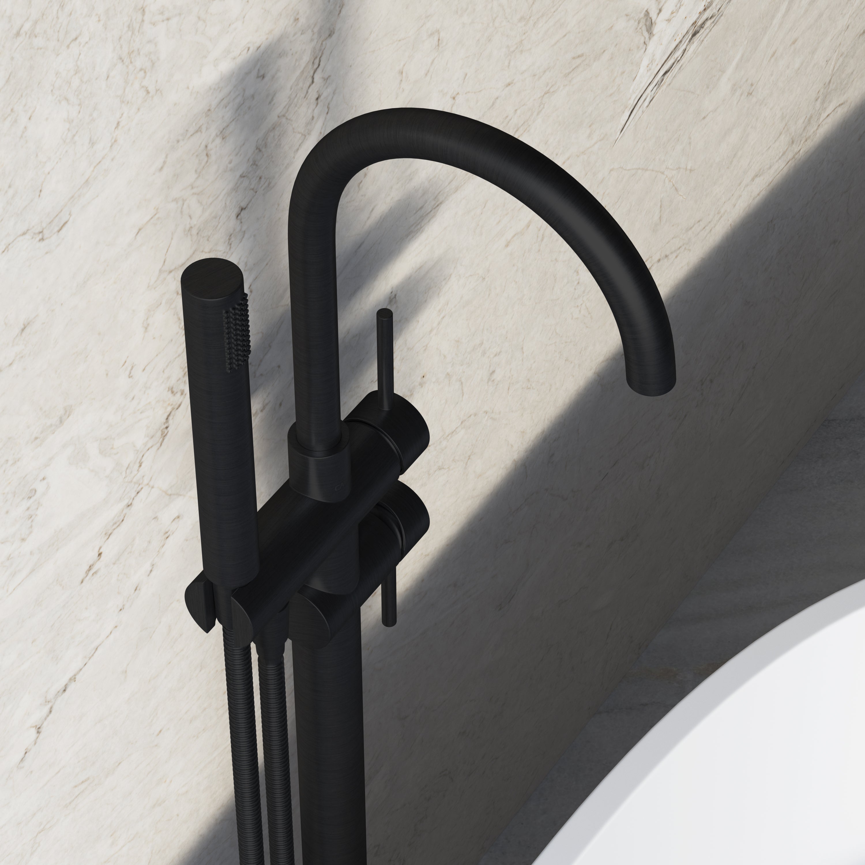 Image of Origin Floor Standing Bath Mixer with Hand Shower