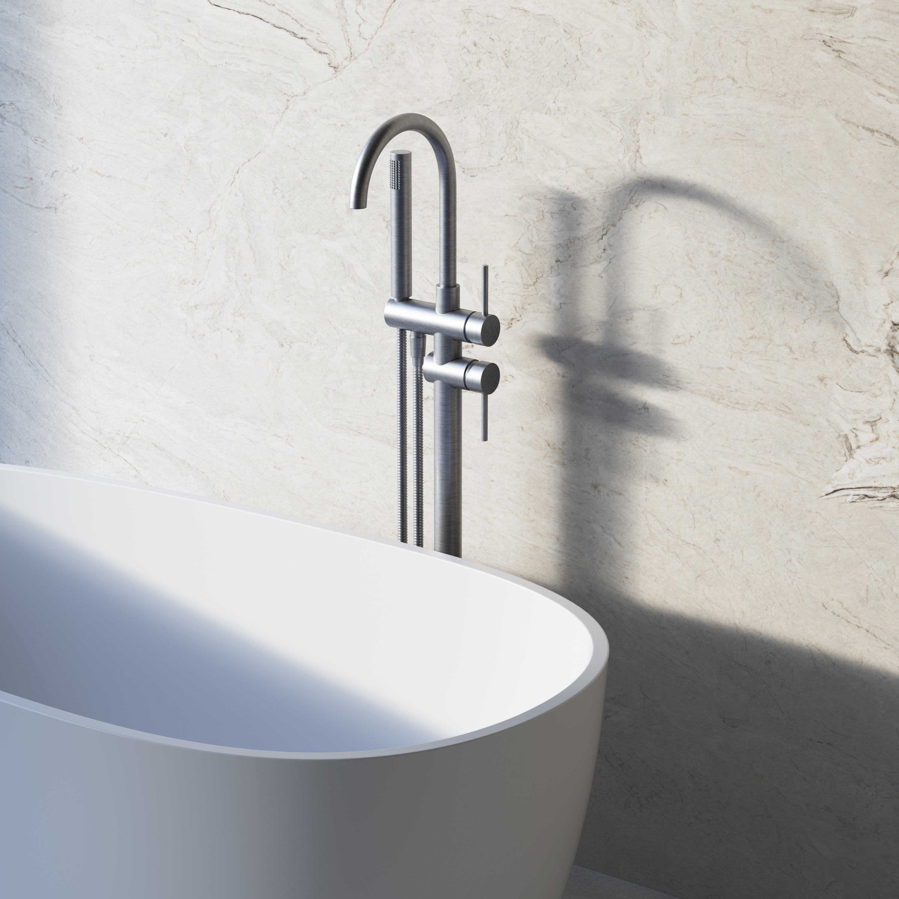 Image of Origin Floor Standing Bath Mixer with Hand Shower