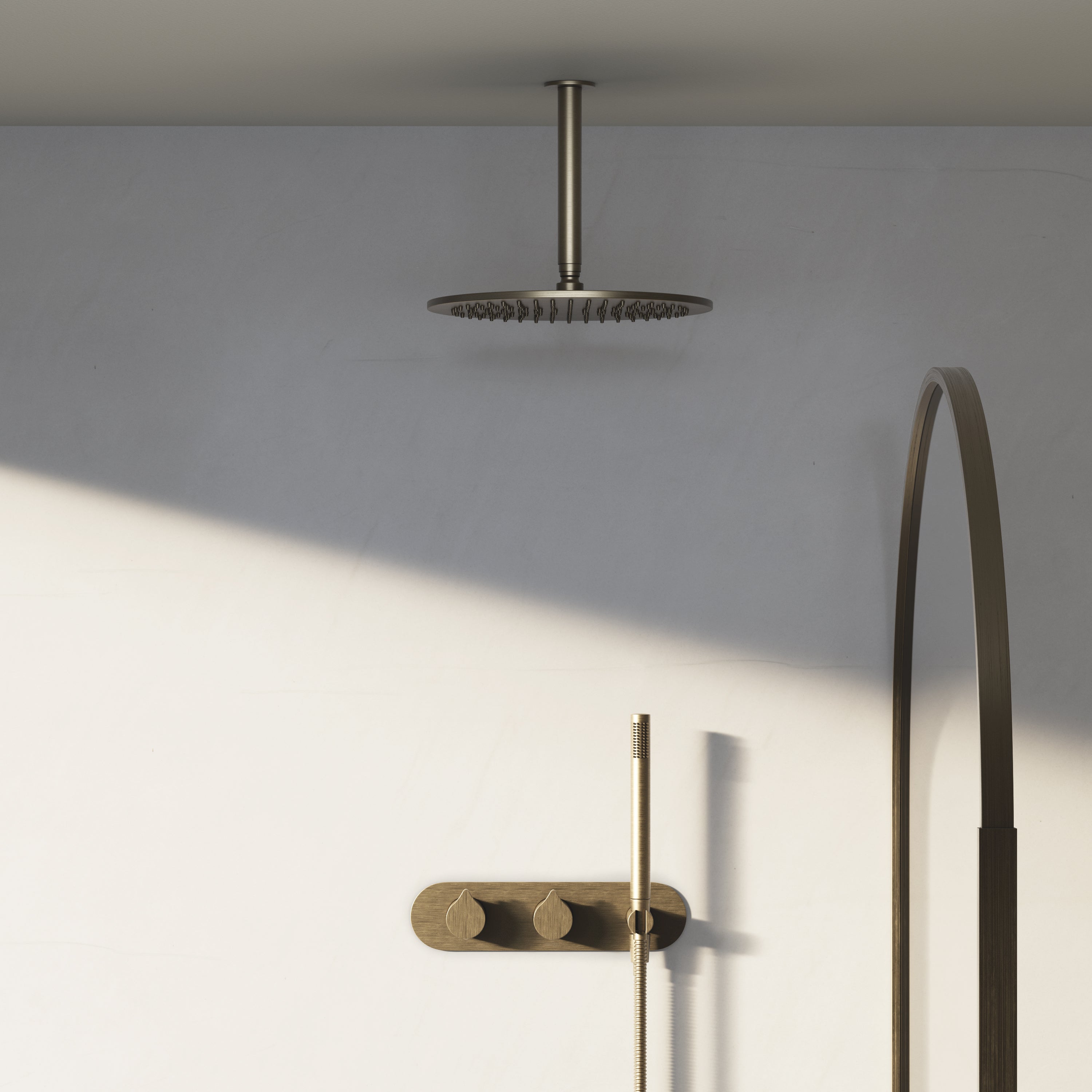 Image of Arc 2-Way Thermostatic Shower Set – Ceiling Mounted Overhead