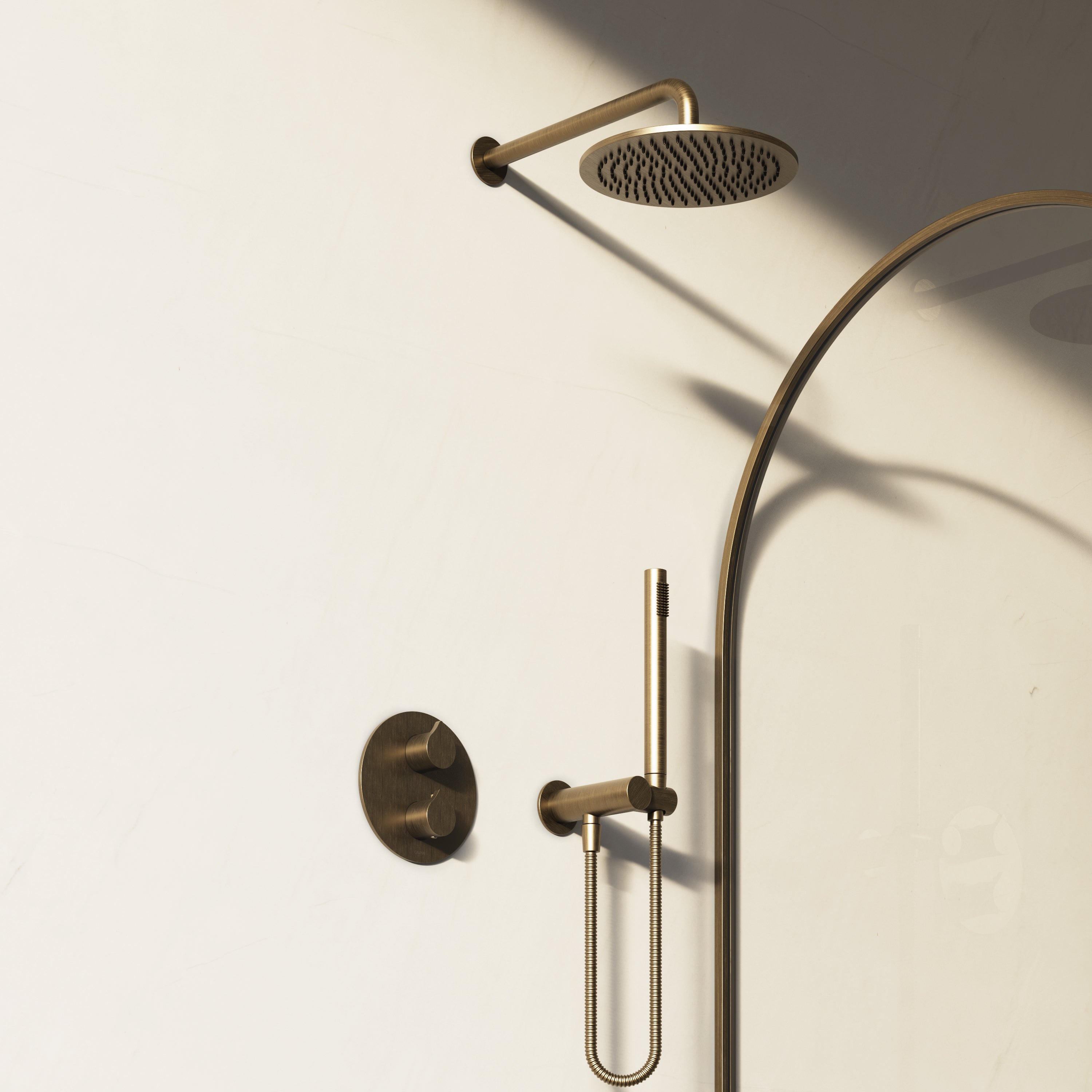 Image of Arc 2-Way Thermostatic Shower Set – Overhead & Angled Hand Showerv