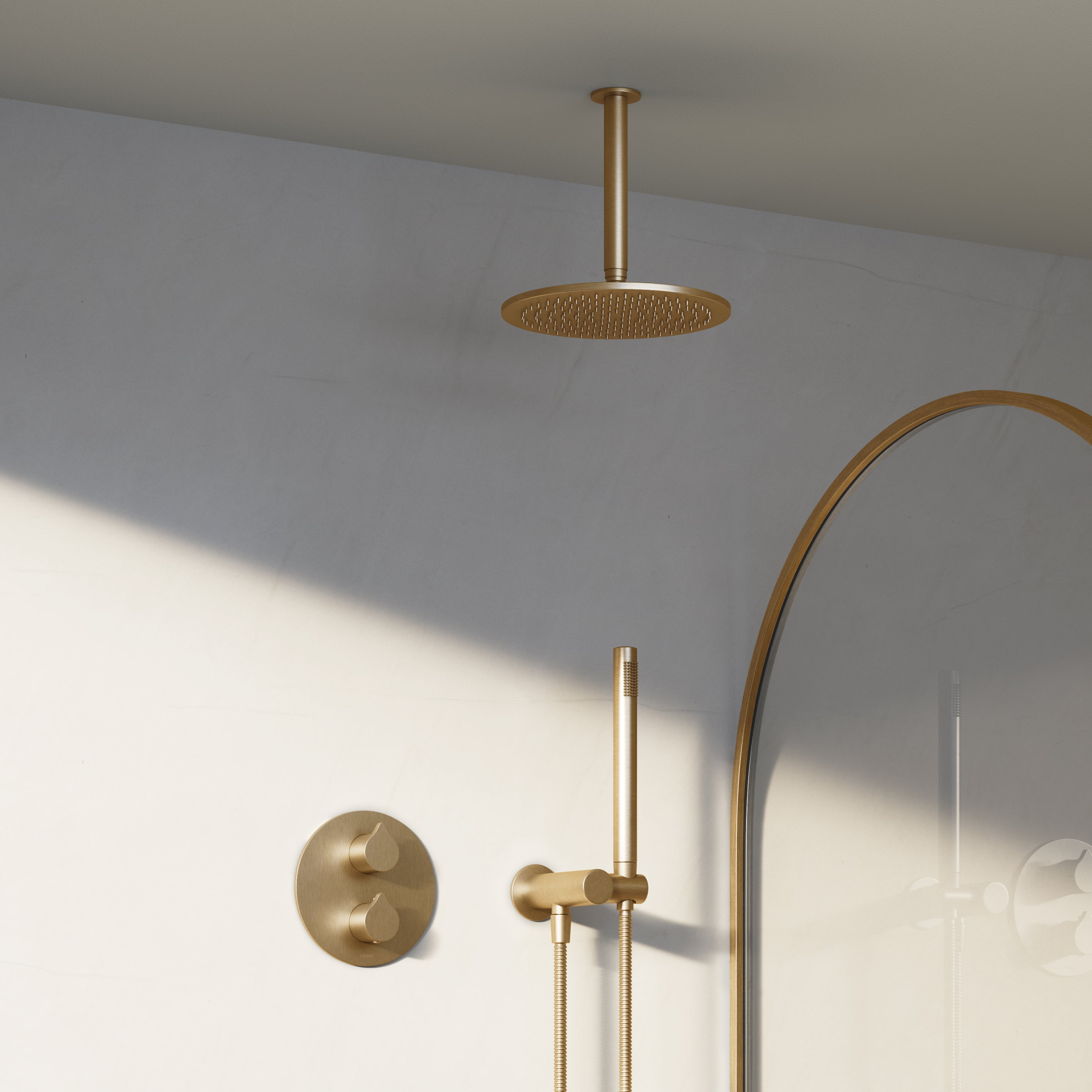 Image of Arc 2-Way Thermostatic Shower Set – Ceiling Mounted Overhead & Angled Hand Shower