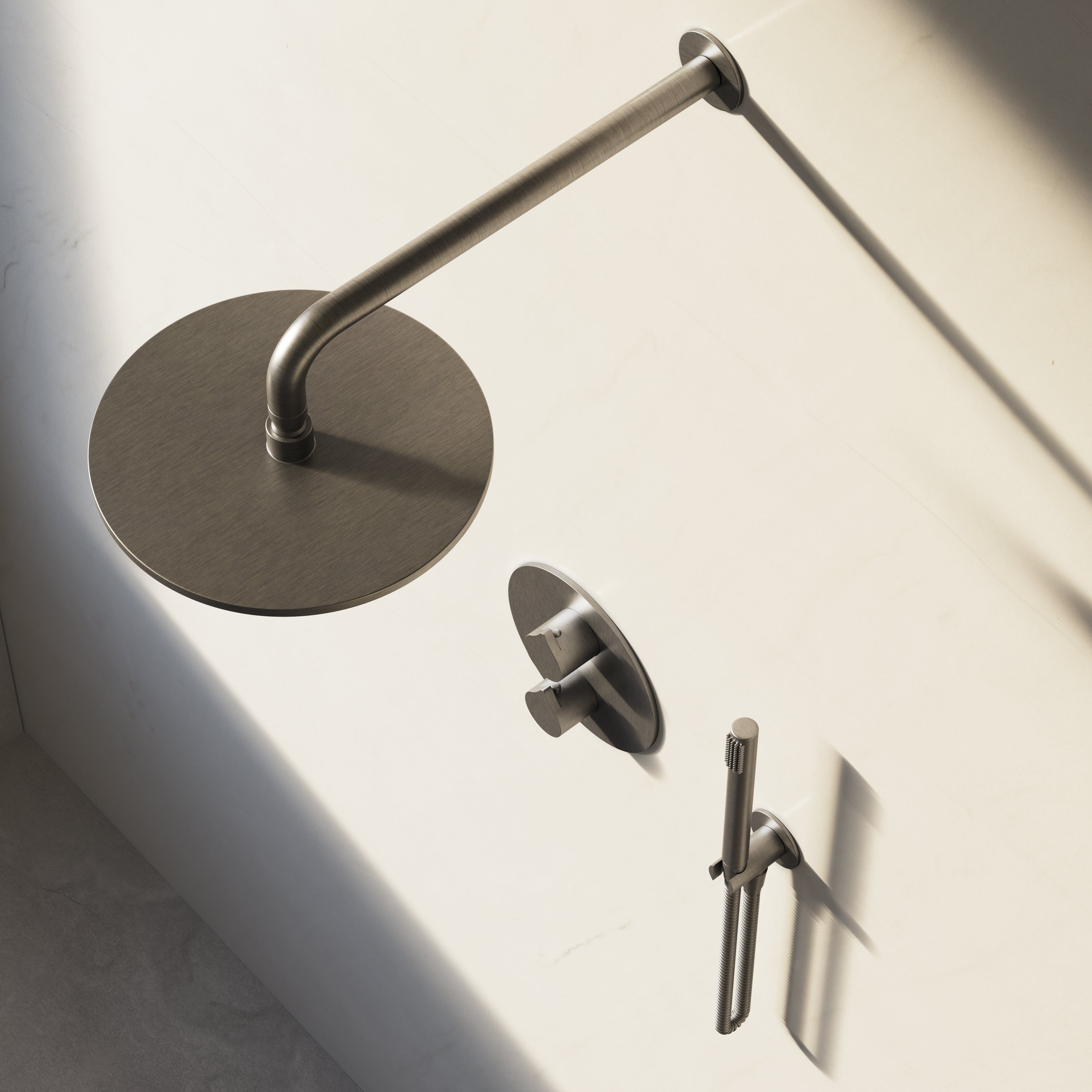 Image of Arc 2-Way Thermostatic Shower Set – Overhead & Straight Hand Shower