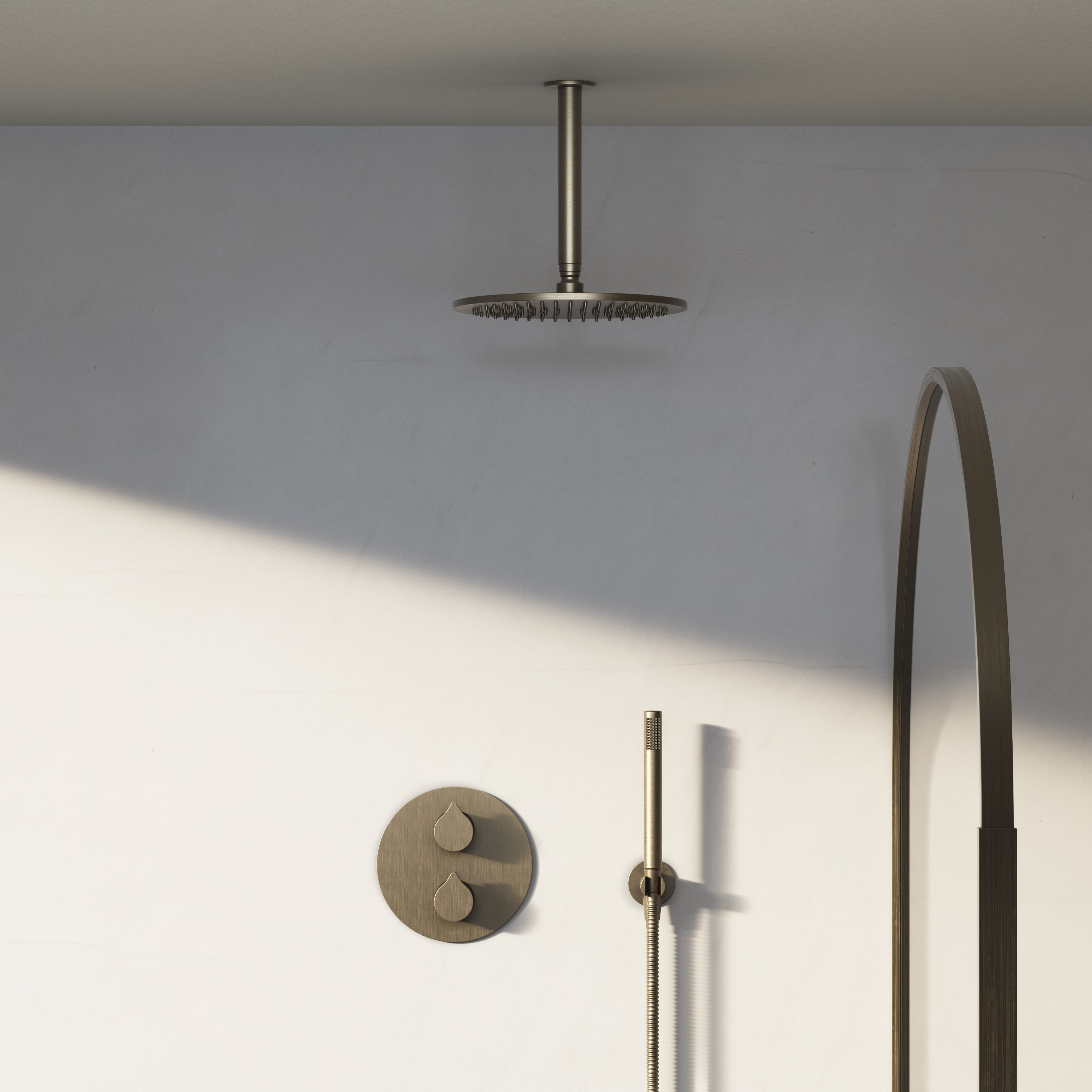 Image of Arc 2-Way Thermostatic Shower Set – Ceiling Mounted Overhead & Straight Hand Shower