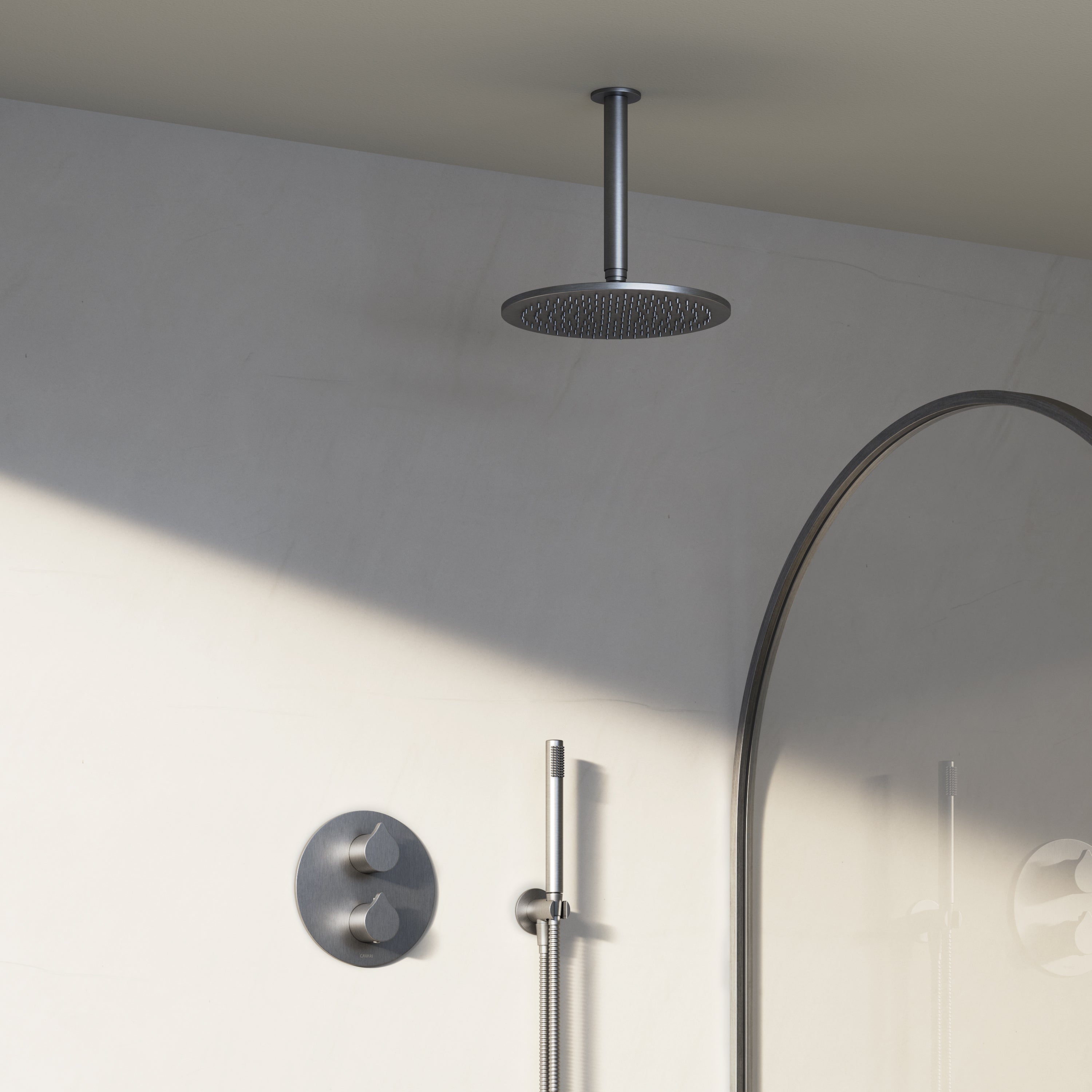 Image of Arc 2-Way Thermostatic Shower Set – Ceiling Mounted Overhead & Straight Hand Shower