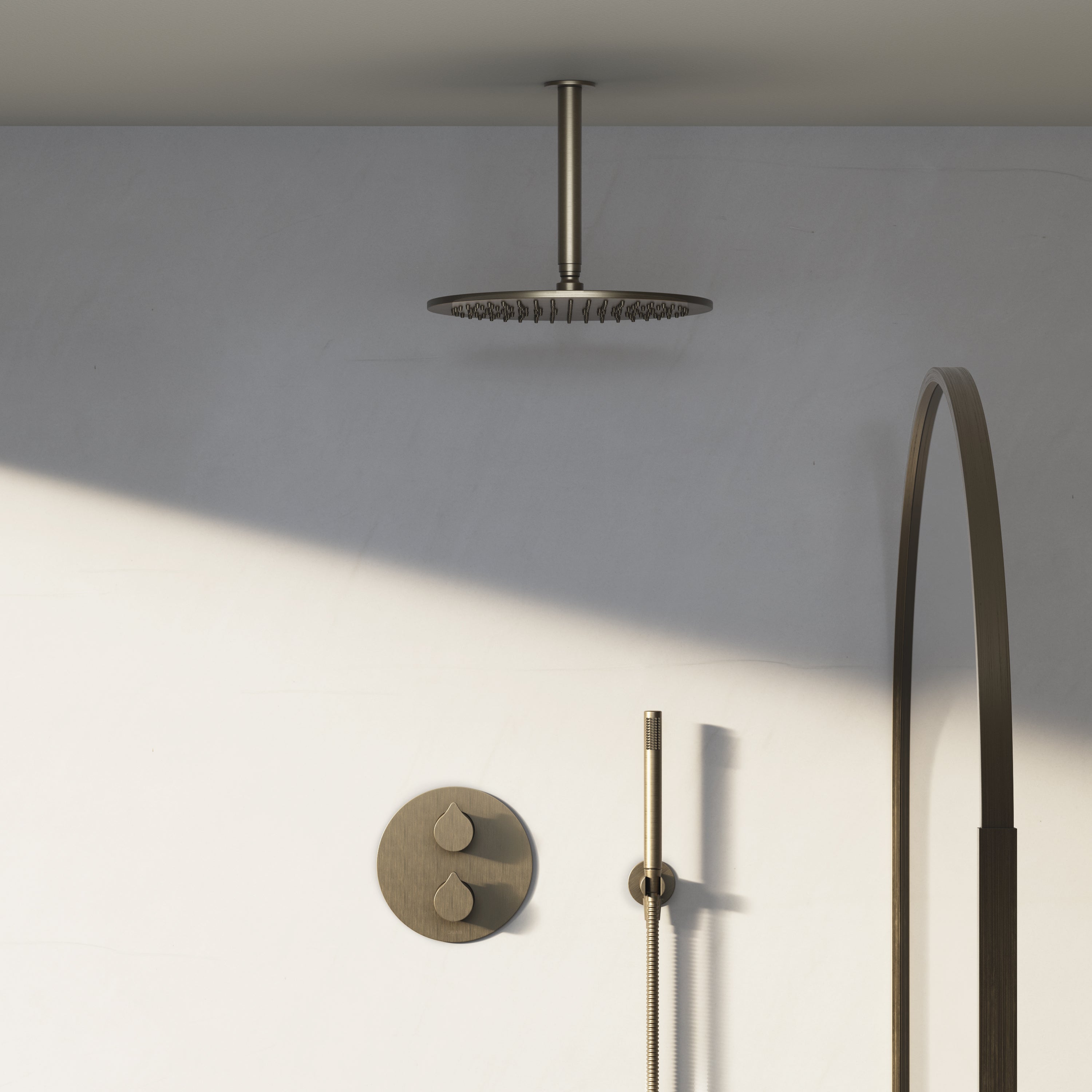 Image of Arc 2-Way Thermostatic Shower Set – Ceiling Mounted Overhead & Straight Hand Shower