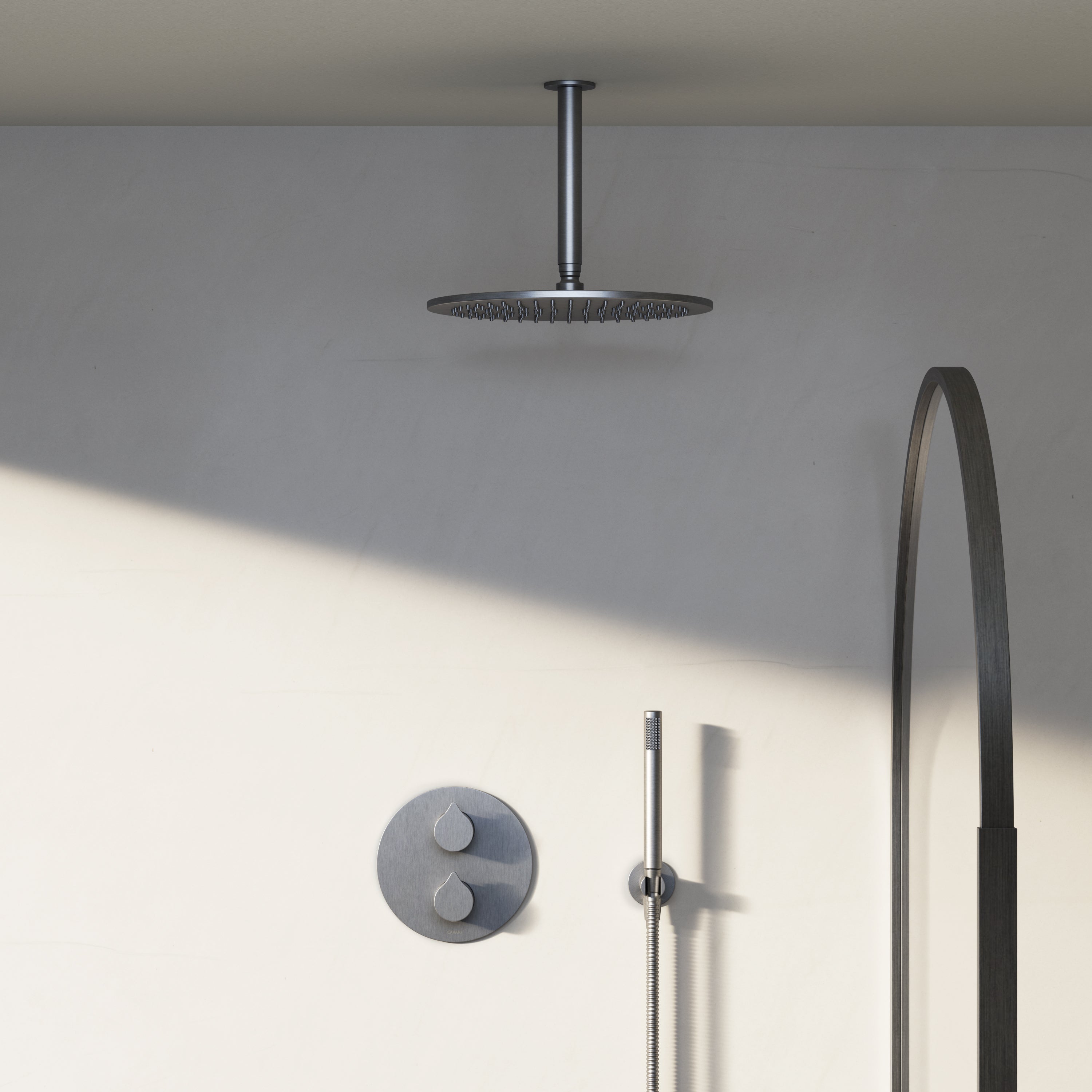 Image of Arc 2-Way Thermostatic Shower Set – Ceiling Mounted Overhead & Straight Hand Shower