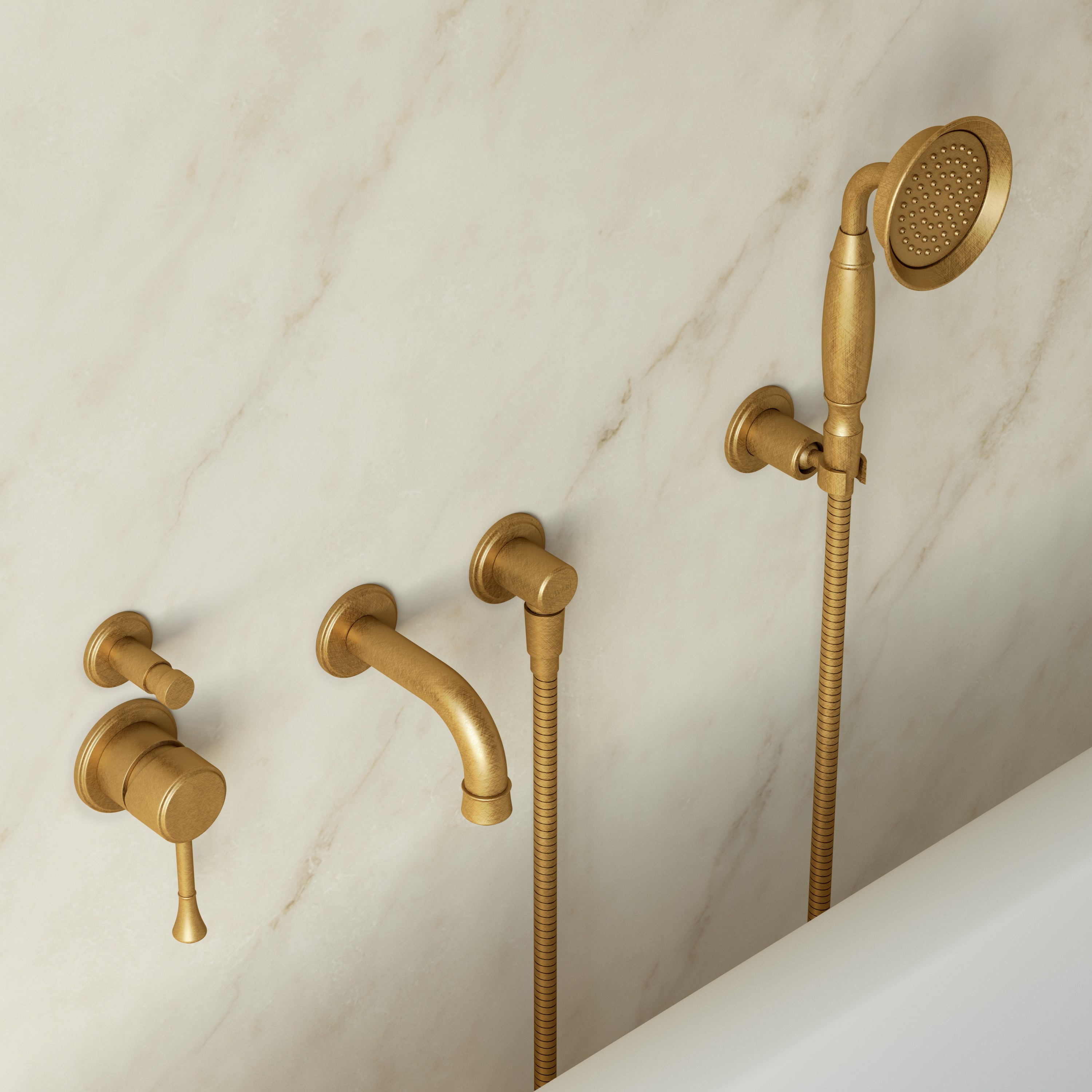 Image of Aurelian Bath Set – Short Spout with Diverter & Hand Shower