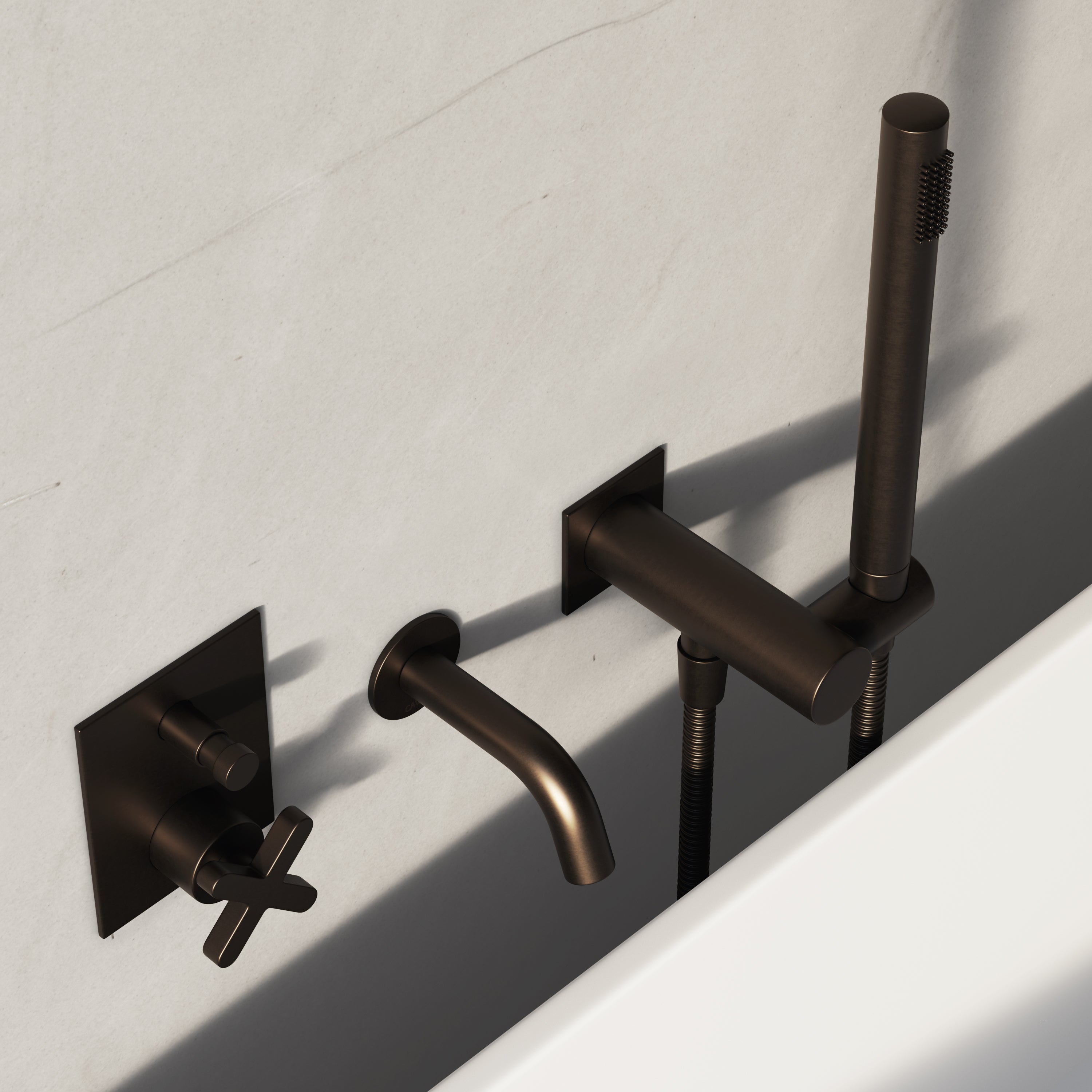 Image of Axiom Bath Set with Diverter & Square Hand Shower