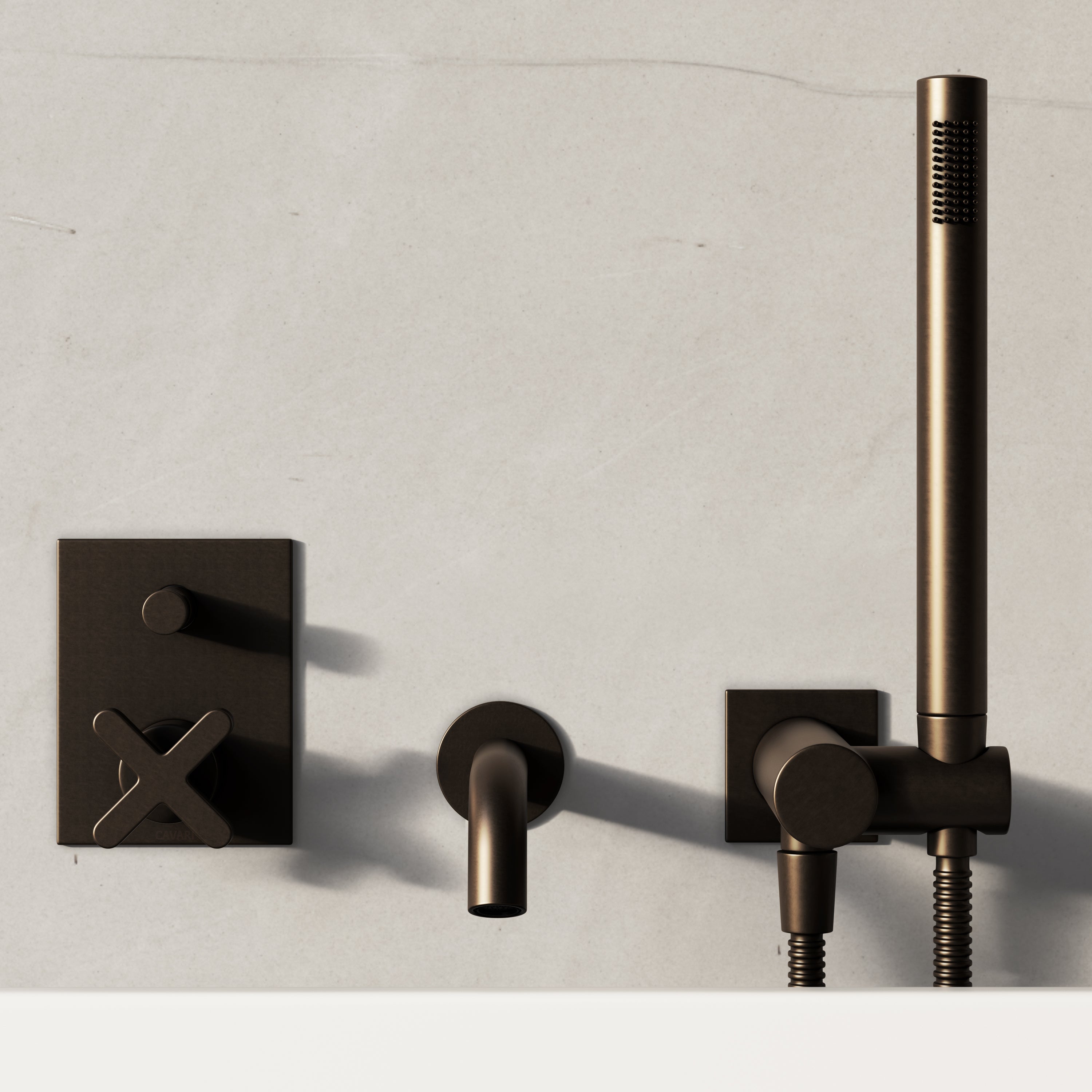 Image of Axiom Bath Set with Diverter & Square Hand Shower