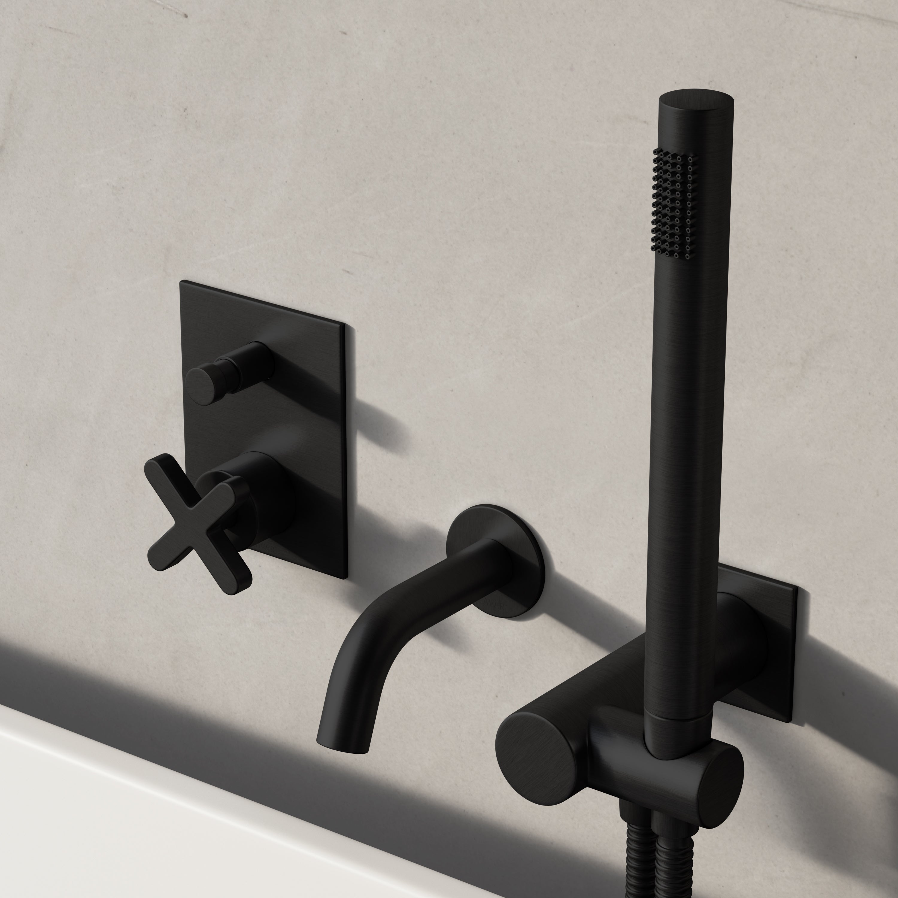 Image of Axiom Bath Set with Diverter & Square Hand Shower