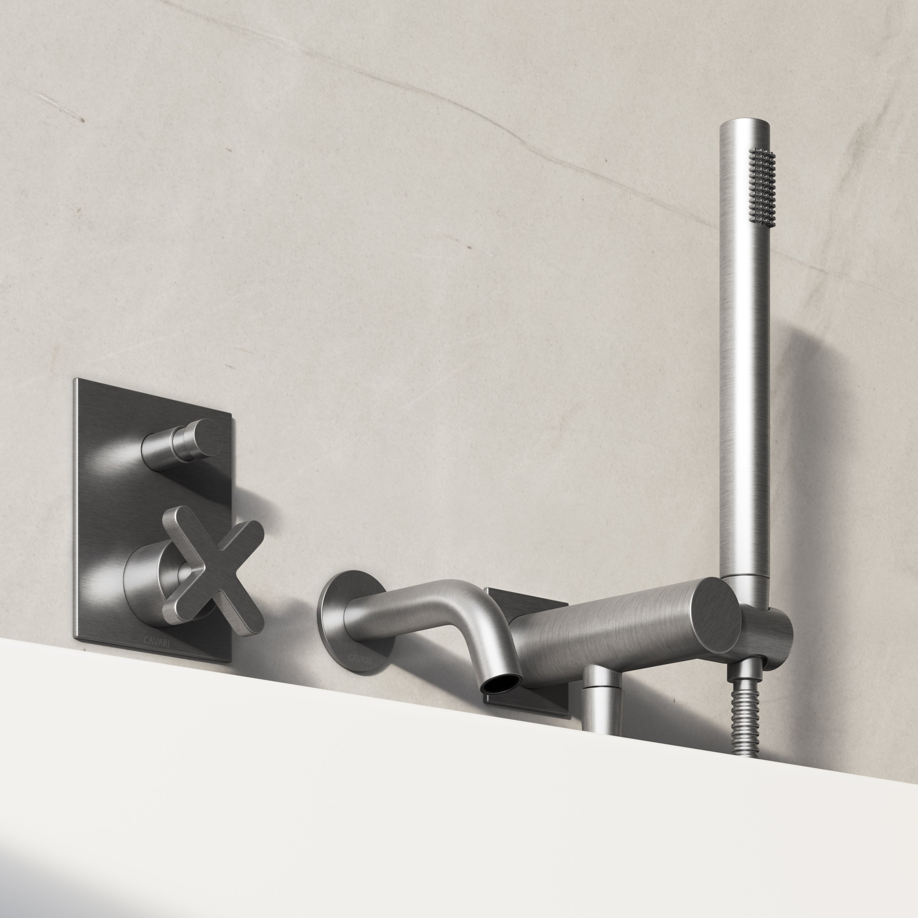 Image of Axiom Bath Set with Diverter & Square Hand Shower
