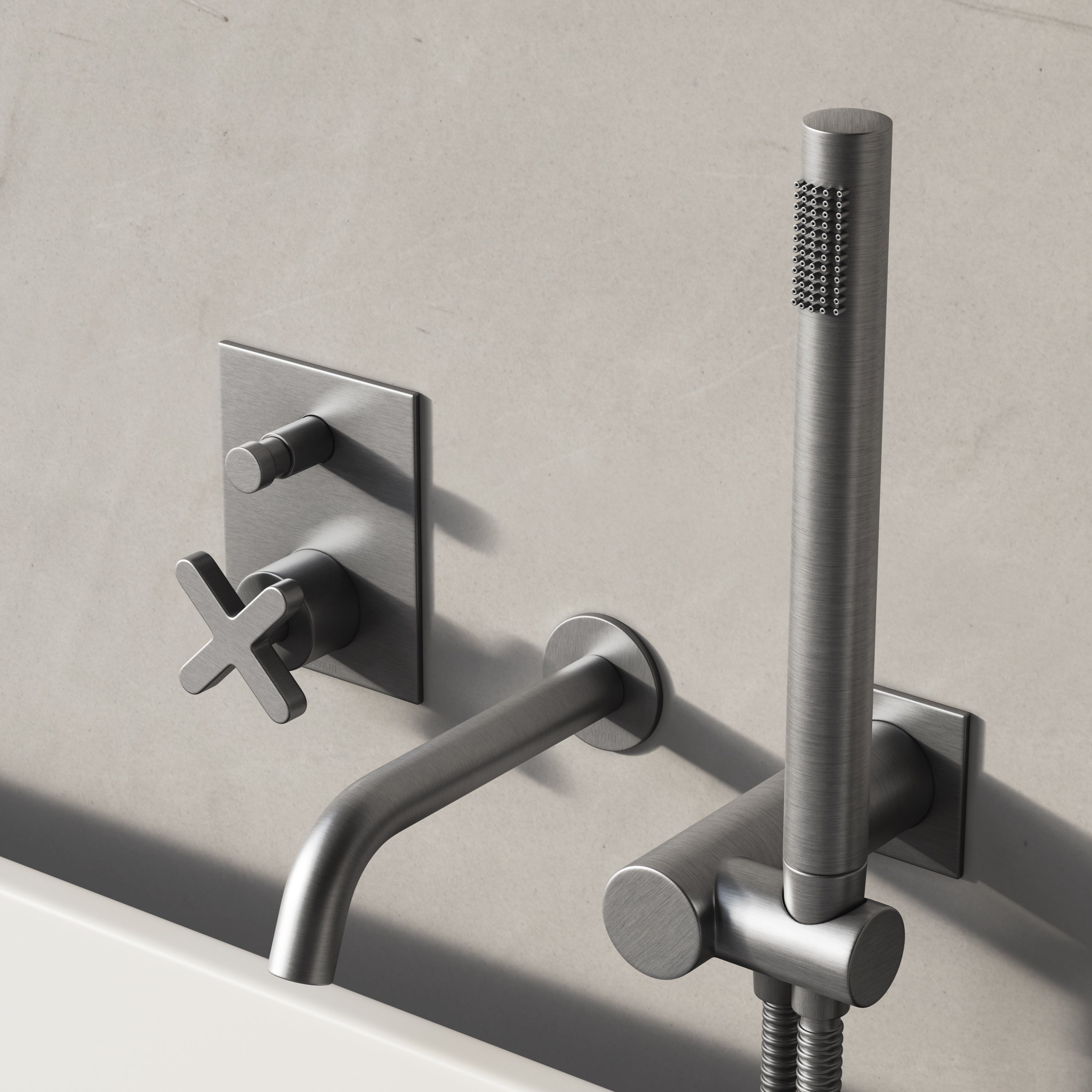Image of Axiom Bath Set with Diverter & Square Hand Shower