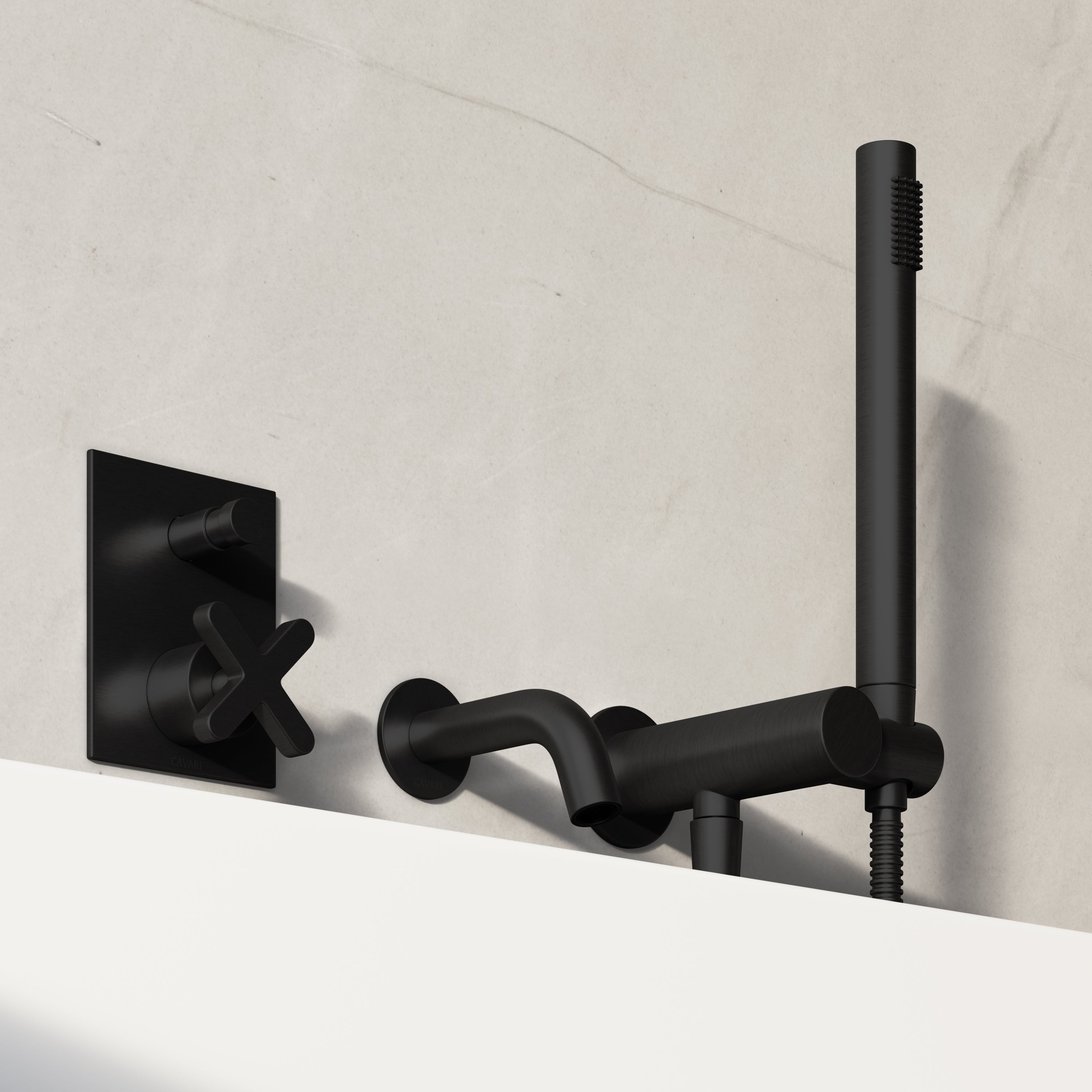 Image of Axiom Bath Set with Diverter & Angled Hand Shower