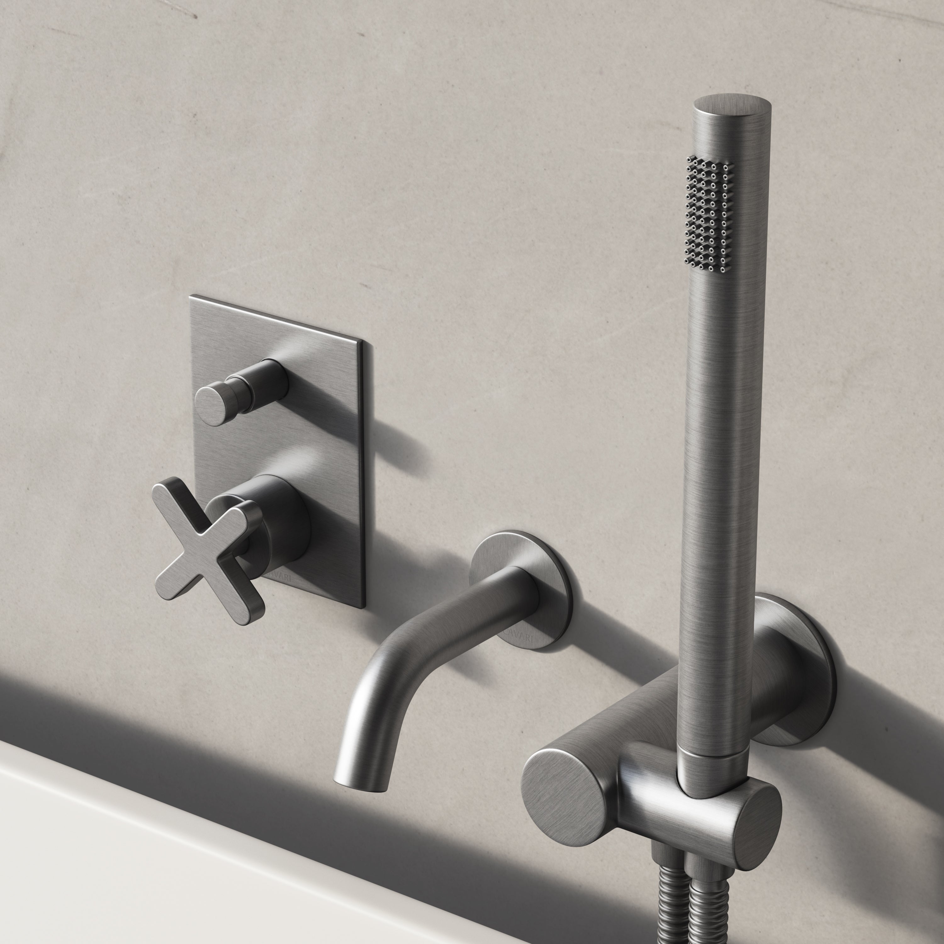 Image of Axiom Bath Set with Diverter & Angled Hand Shower