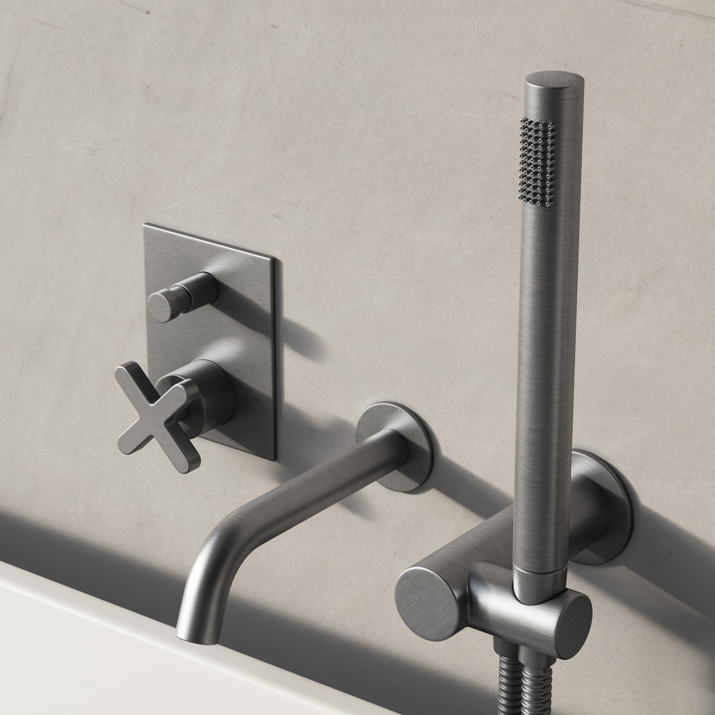 Image of Axiom Bath Set with Diverter & Angled Hand Shower