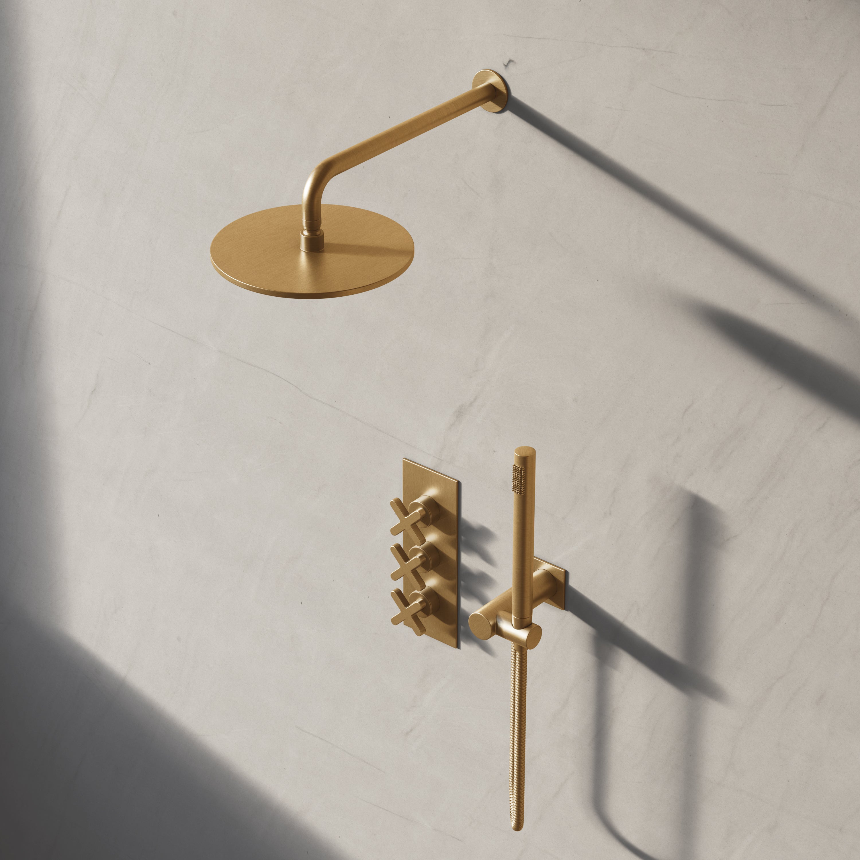 Image of Axiom 2-Way Thermostatic Shower Set – Overhead & Square Hand Shower