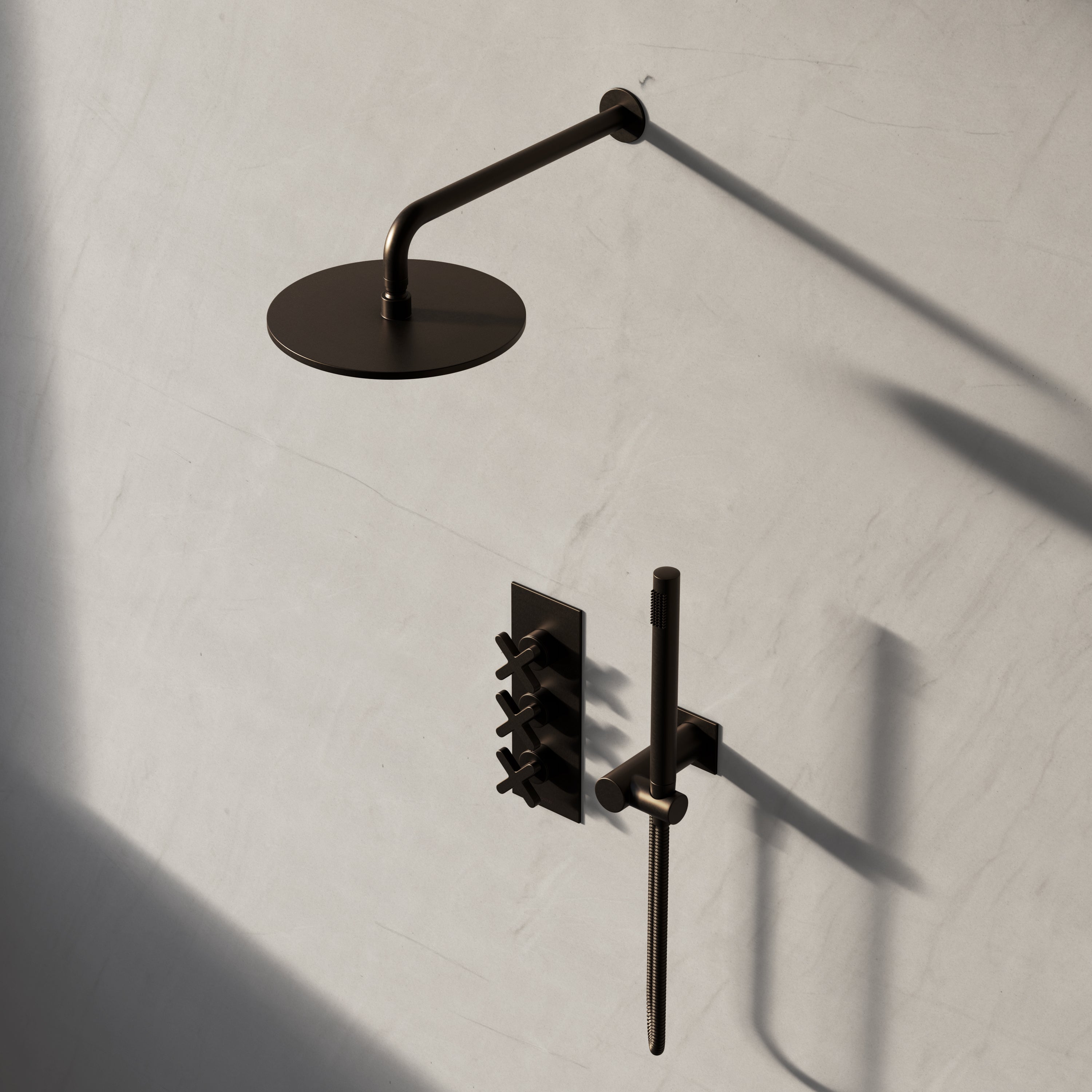 Image of Axiom 2-Way Thermostatic Shower Set – Overhead & Square Hand Shower