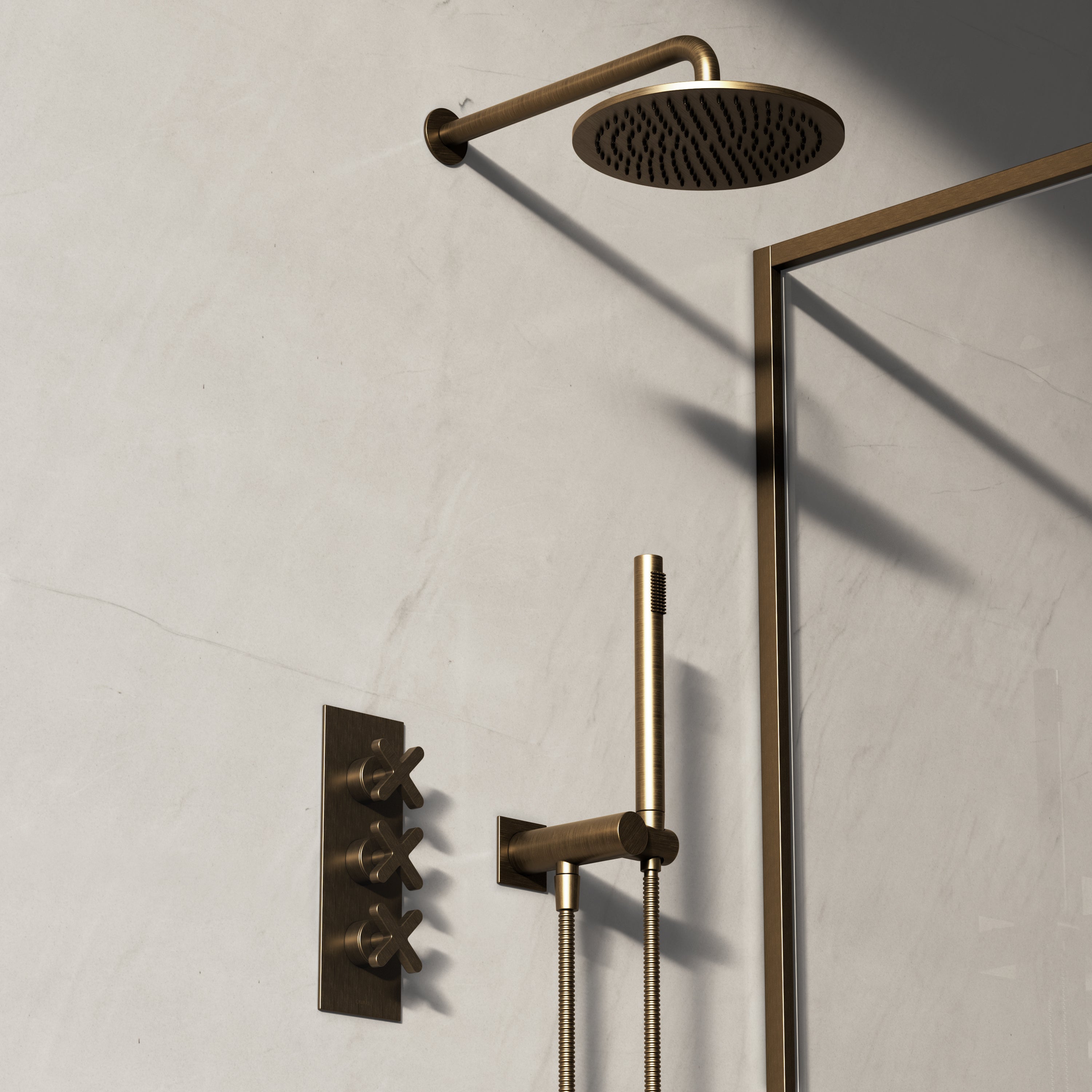 Image of Axiom 2-Way Thermostatic Shower Set – Overhead & Square Hand Shower