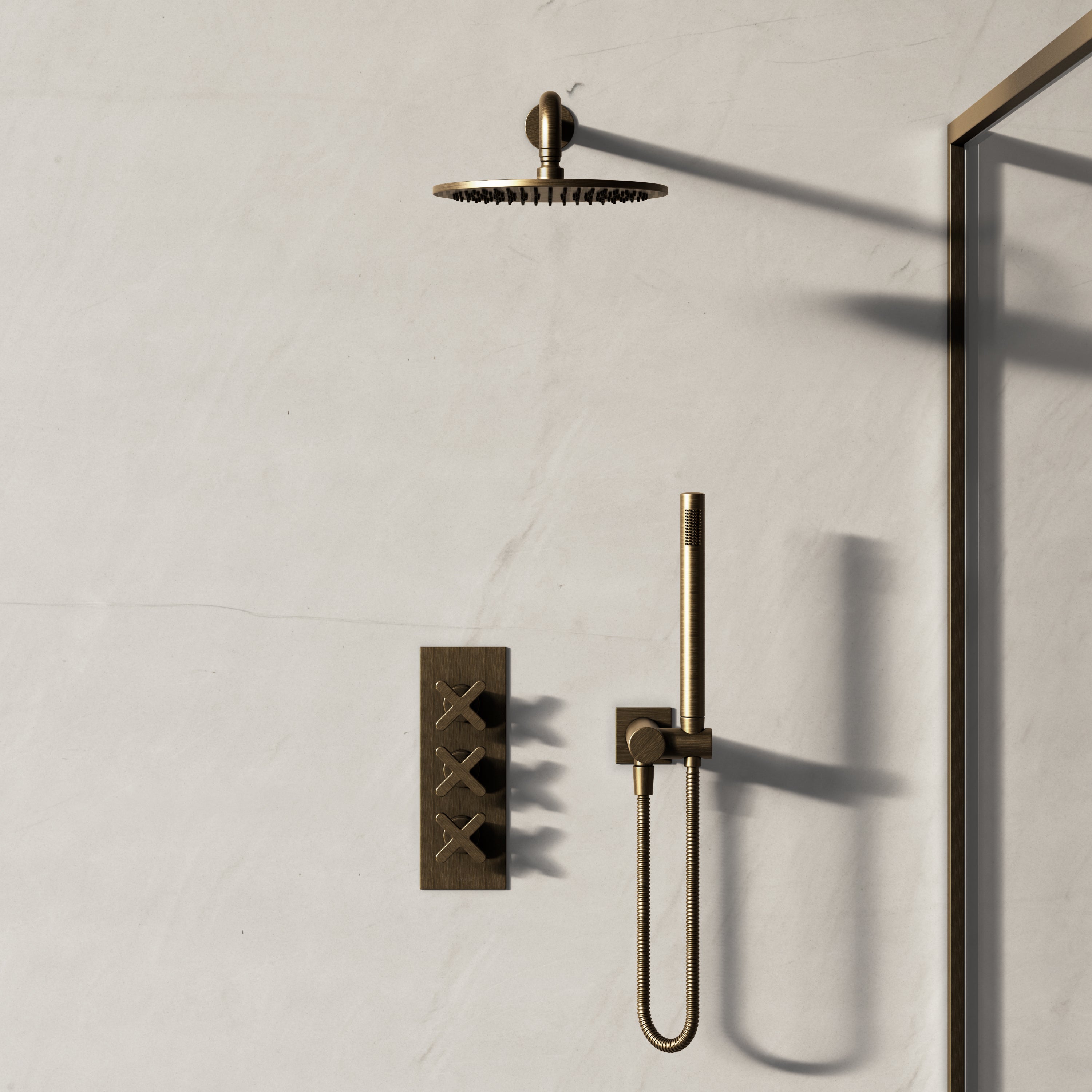 Image of Axiom 2-Way Thermostatic Shower Set – Overhead & Square Hand Shower