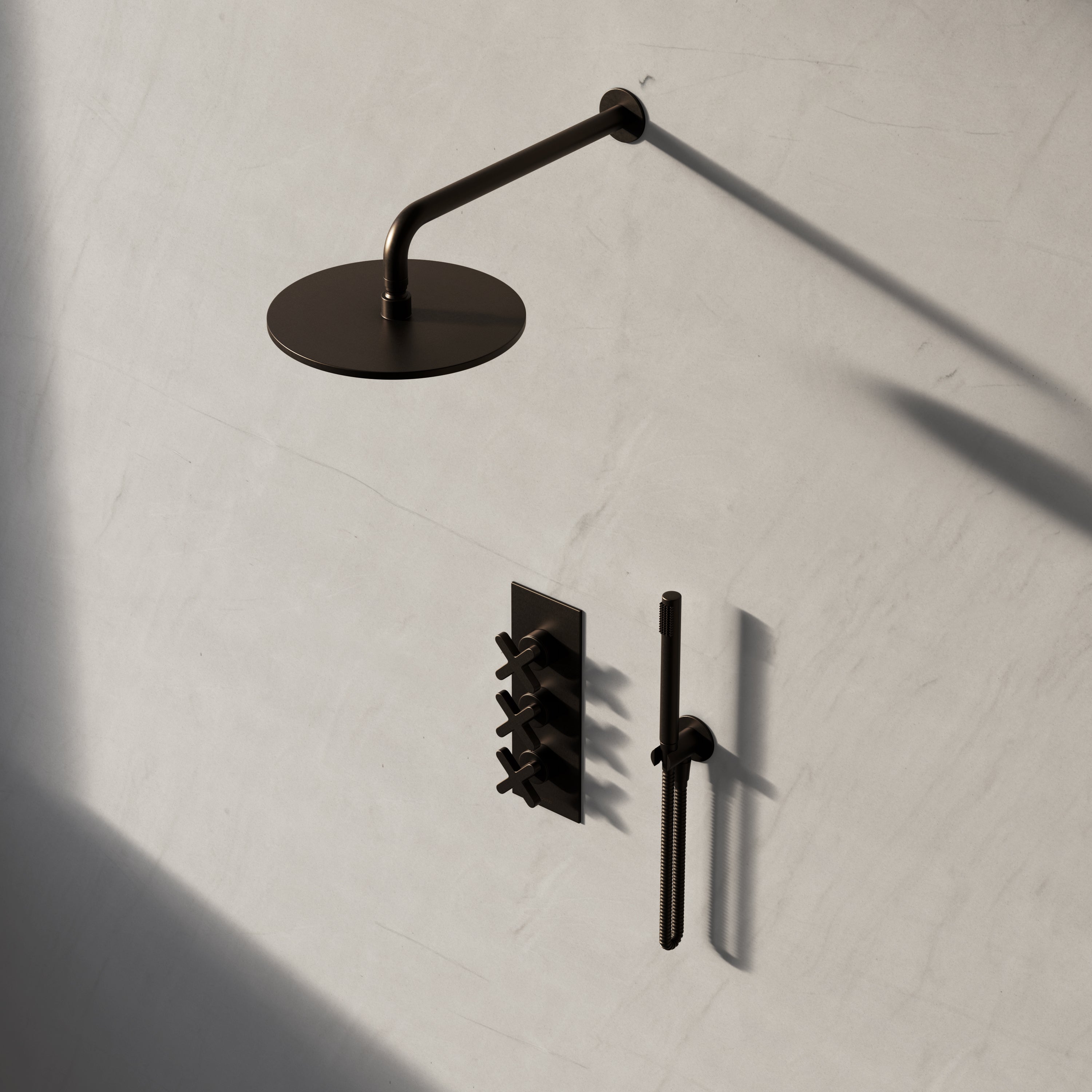 Image of Axiom 2-Way Thermostatic Shower Set – Overhead & Straight Hand Shower
