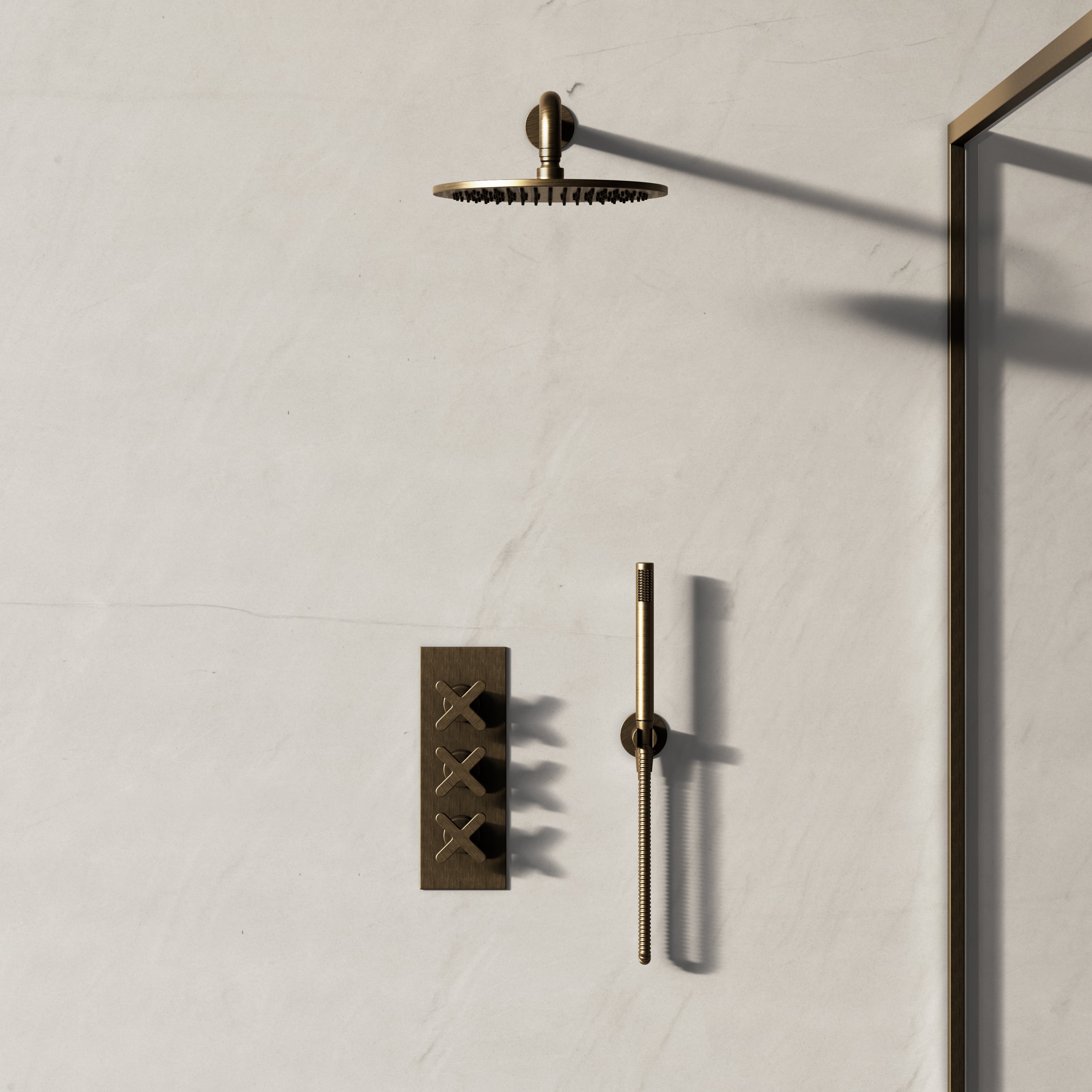 Image of Axiom 2-Way Thermostatic Shower Set – Overhead & Straight Hand Shower