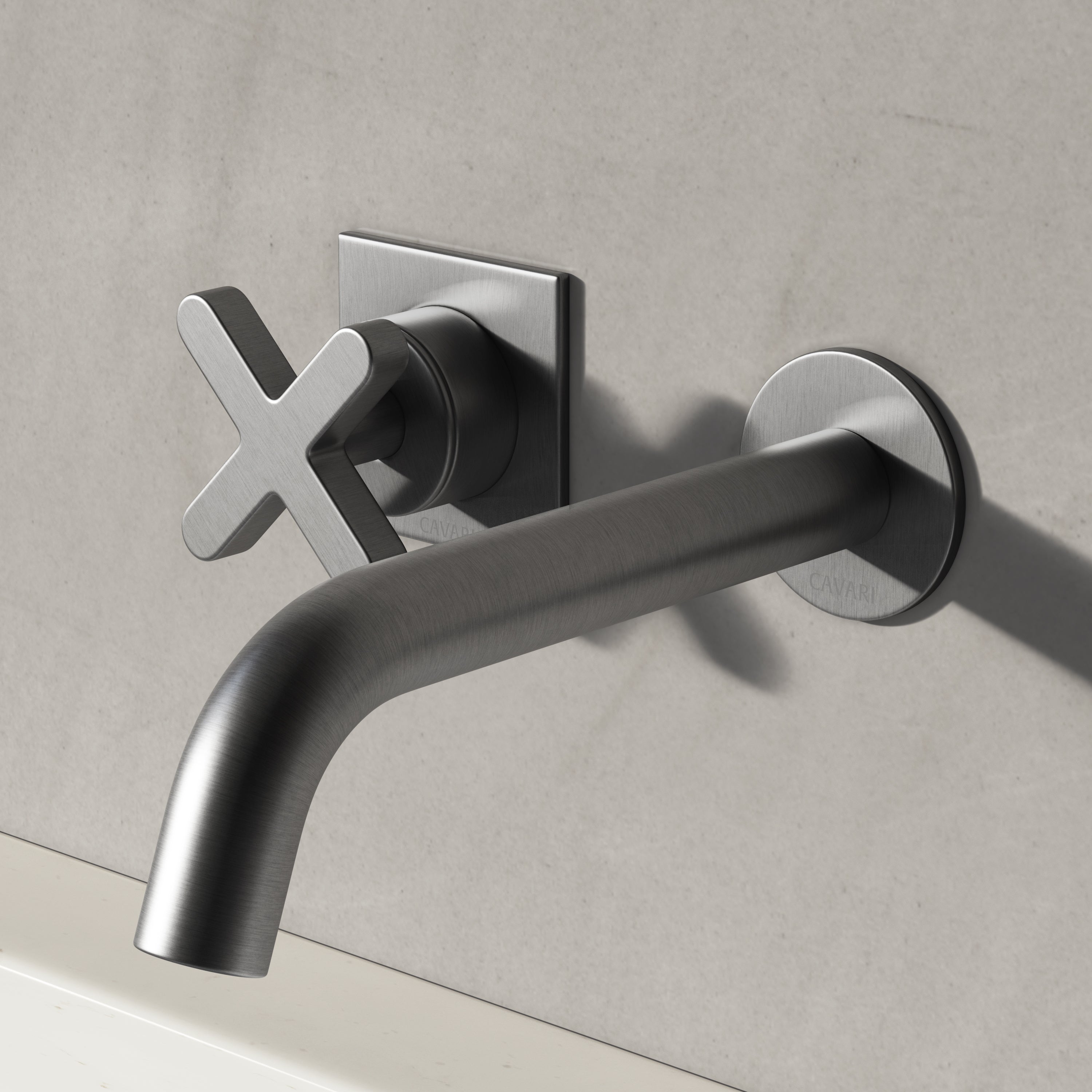 Image of Axiom Single Handle Wall Mounted Basin Mixer – Long Spout
