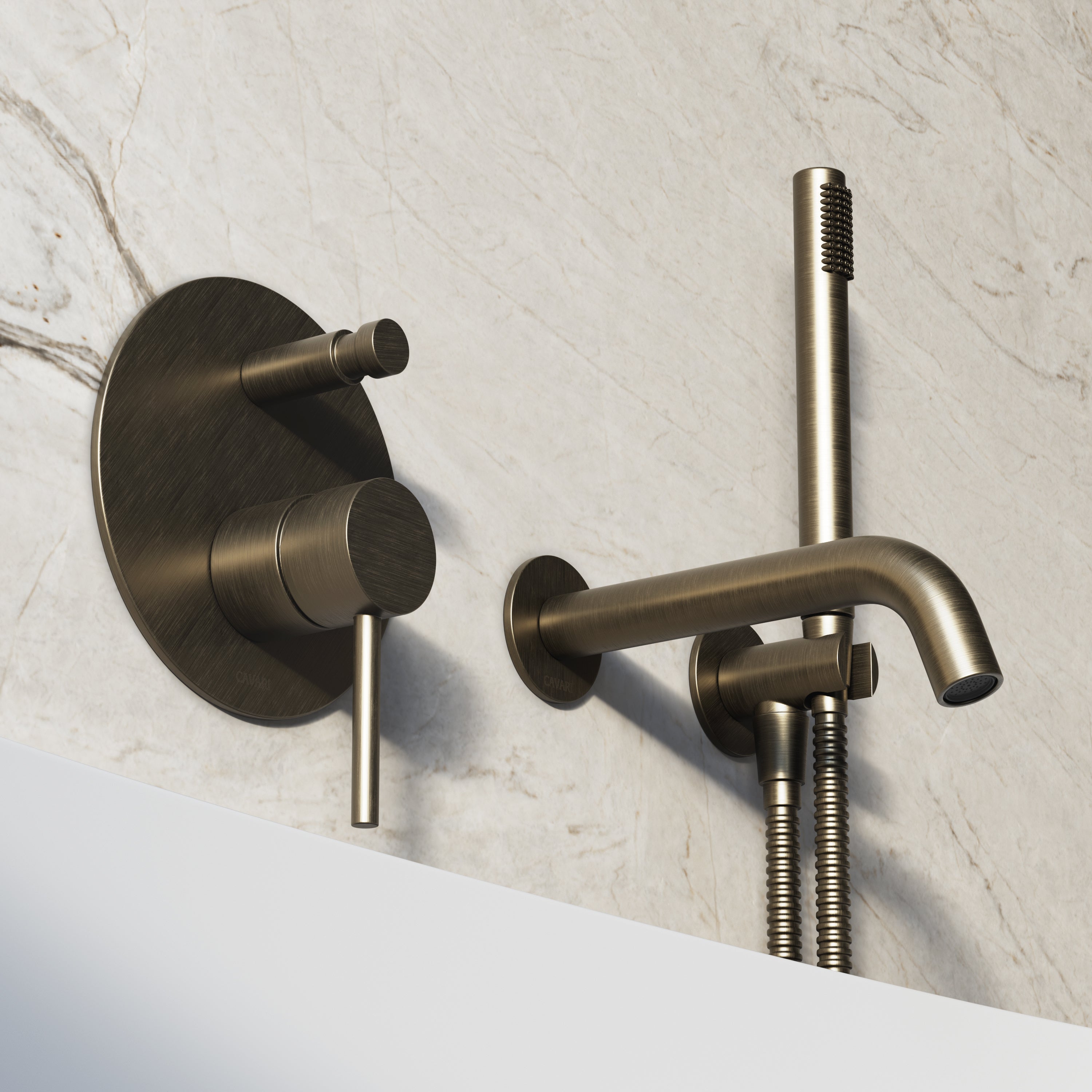 Image of Origin Bath Set – Long Spout with Diverter & Straight Hand Shower
