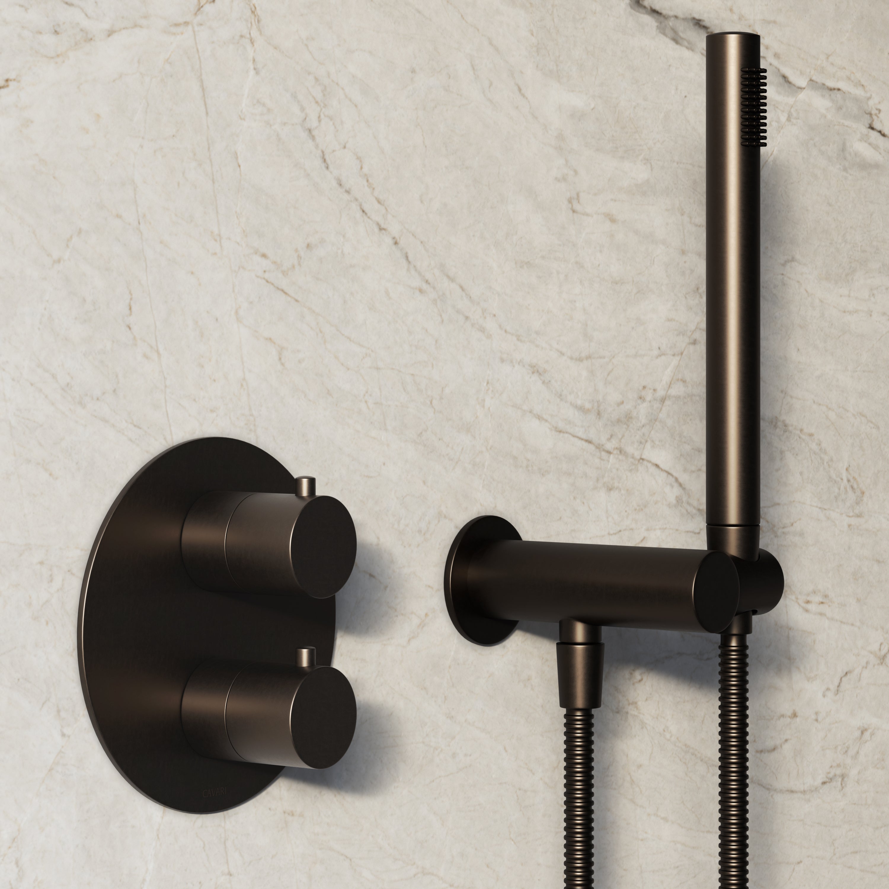 Image of Origin 2-Way Thermostatic Shower Set – Overhead & Angled Hand Shower