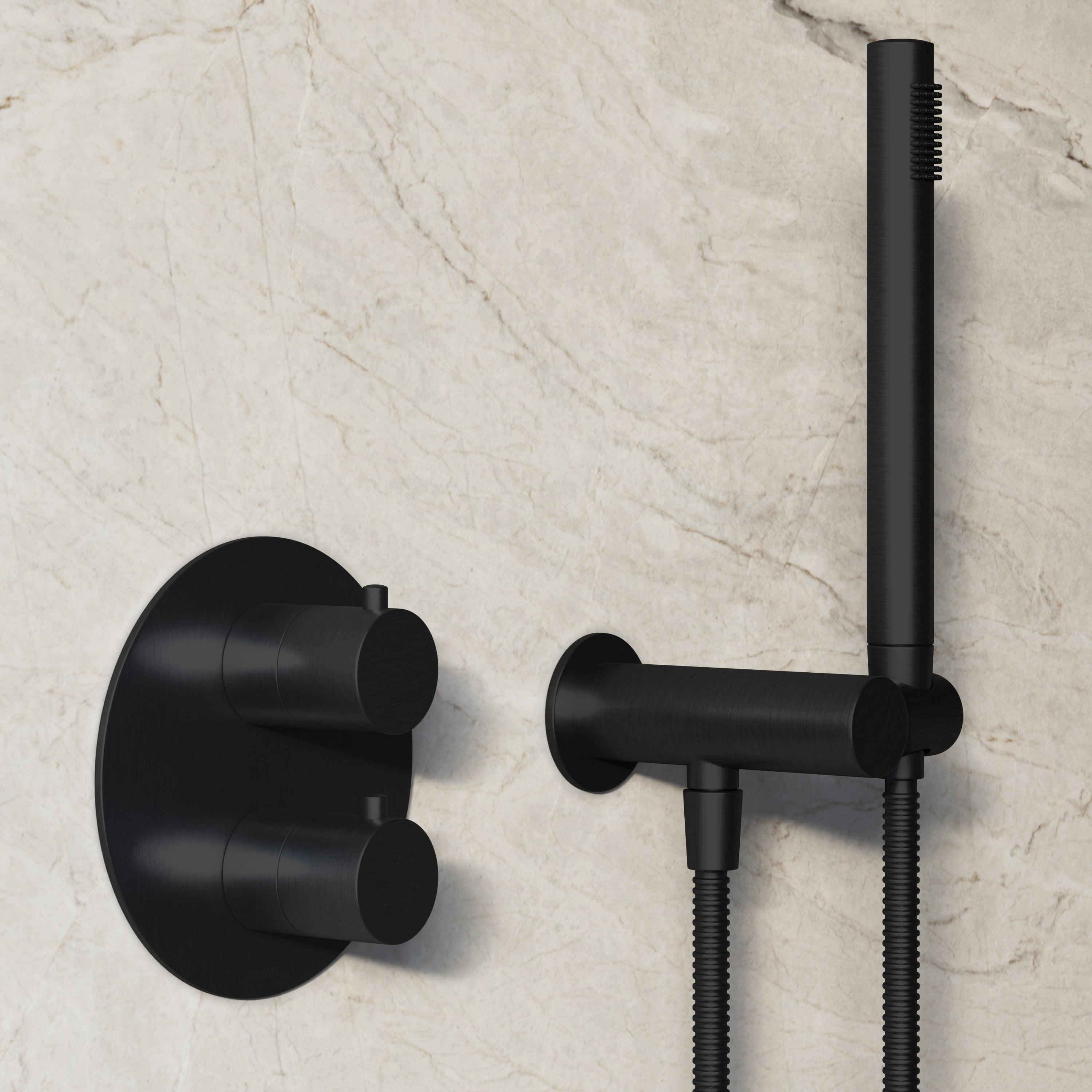 Image of Origin 2-Way Thermostatic Shower Set – Overhead & Angled Hand Shower