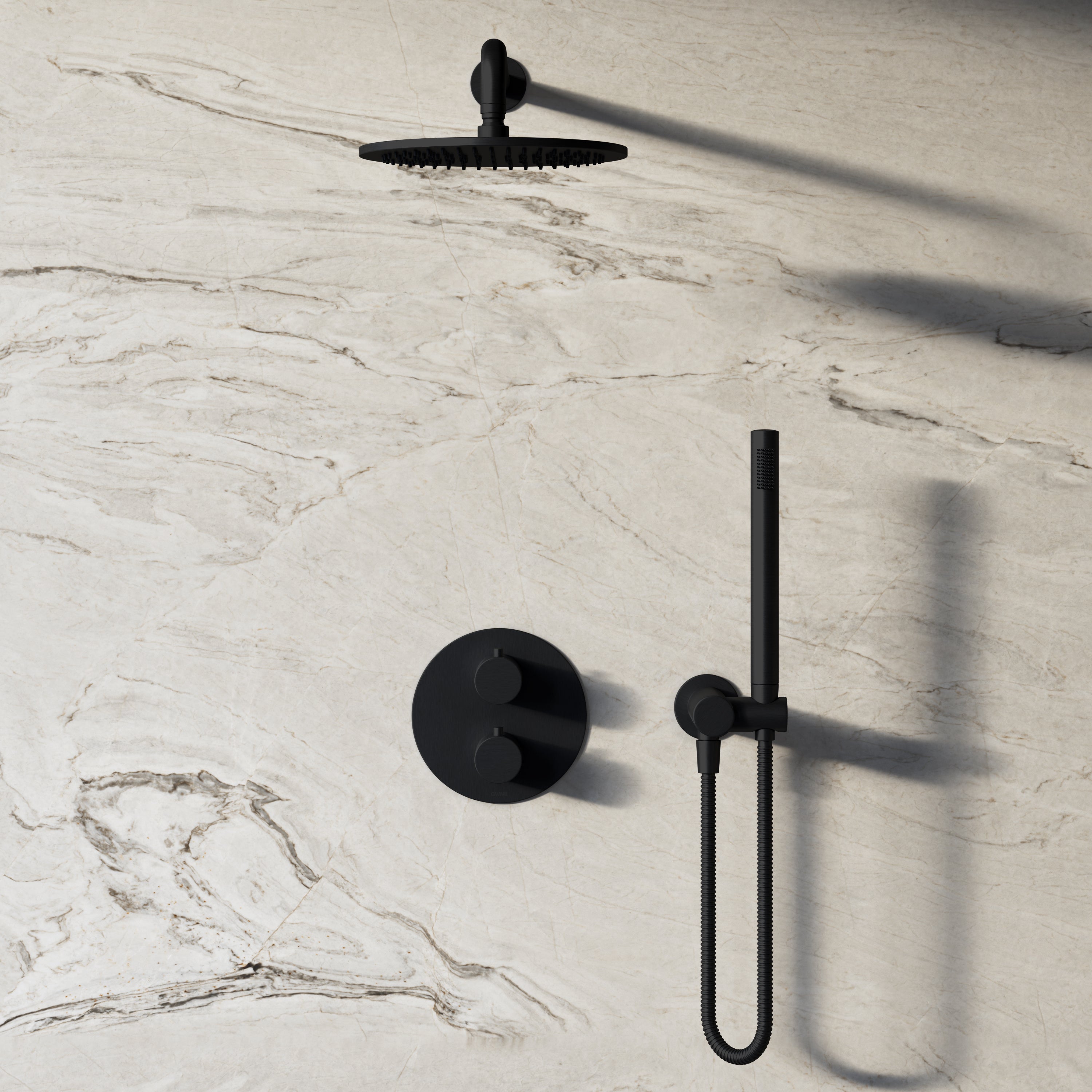 Image of Origin 2-Way Thermostatic Shower Set – Overhead & Angled Hand Shower