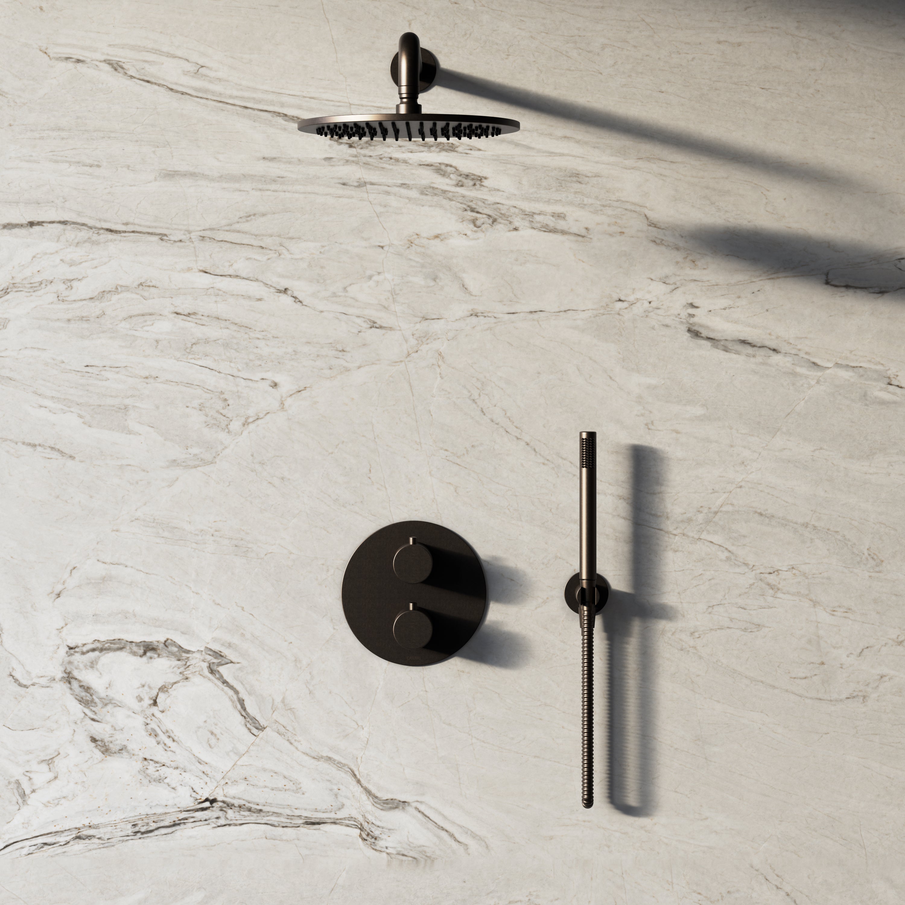Image of Origin 2-Way Thermostatic Shower Set – Overhead & Straight Hand Shower