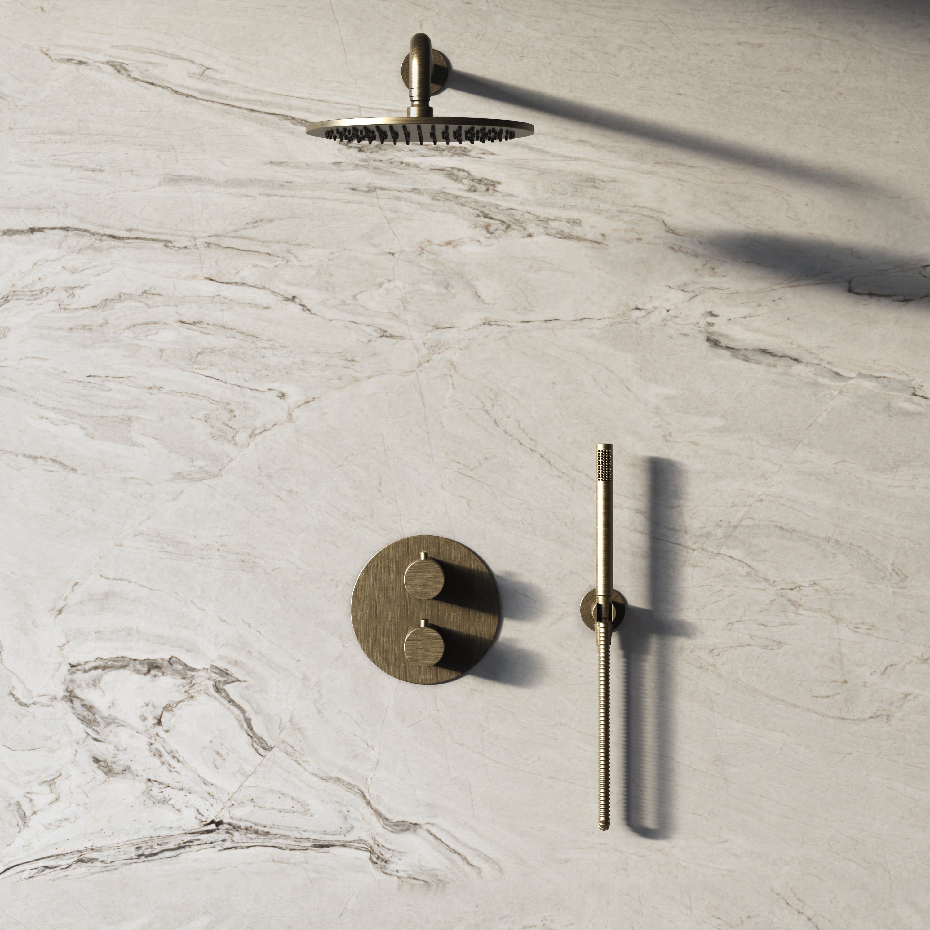 Image of Origin 2-Way Thermostatic Shower Set – Overhead & Straight Hand Shower