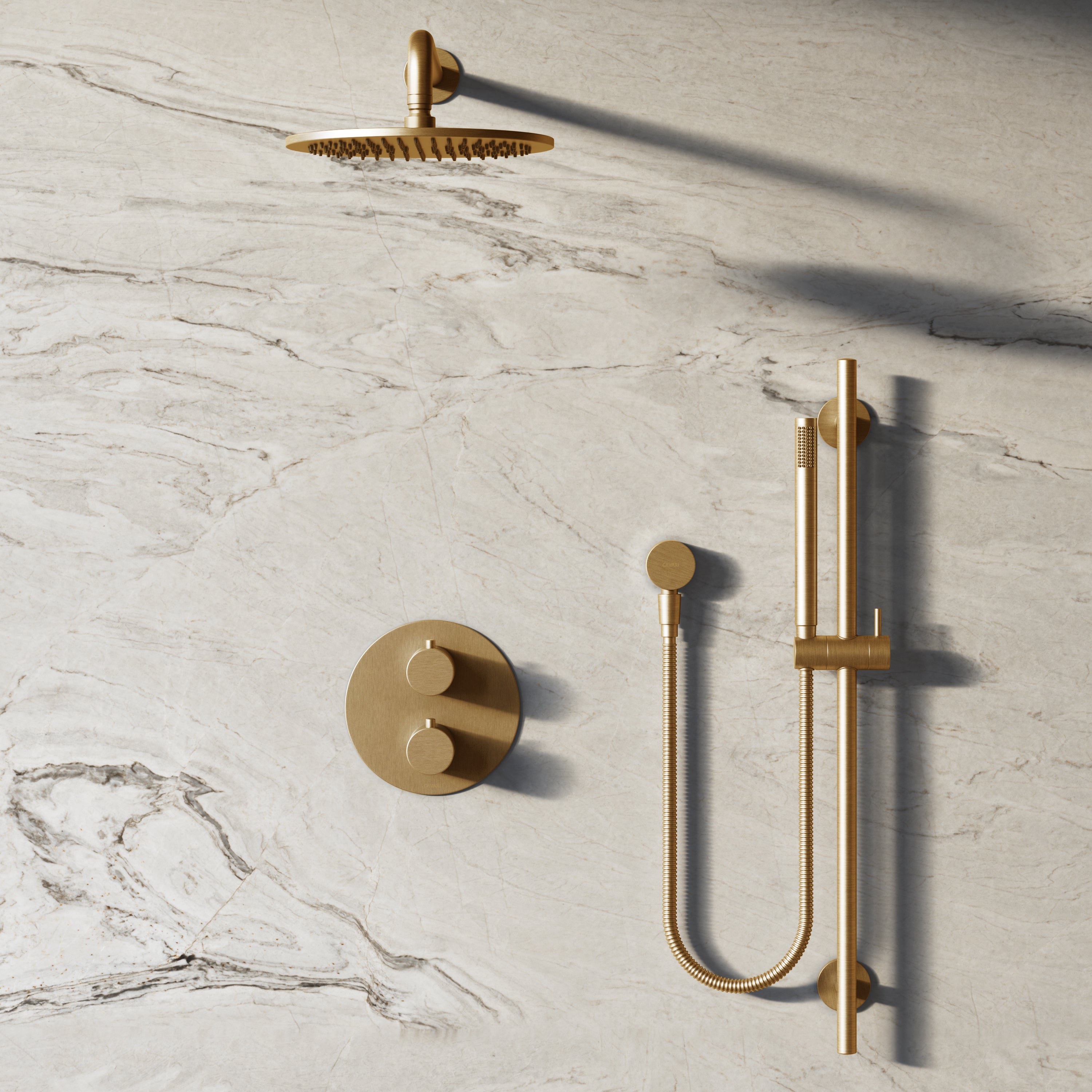 Image of Origin 2-Way Thermostatic Shower Set – Overhead & Slide Rail Hand Shower