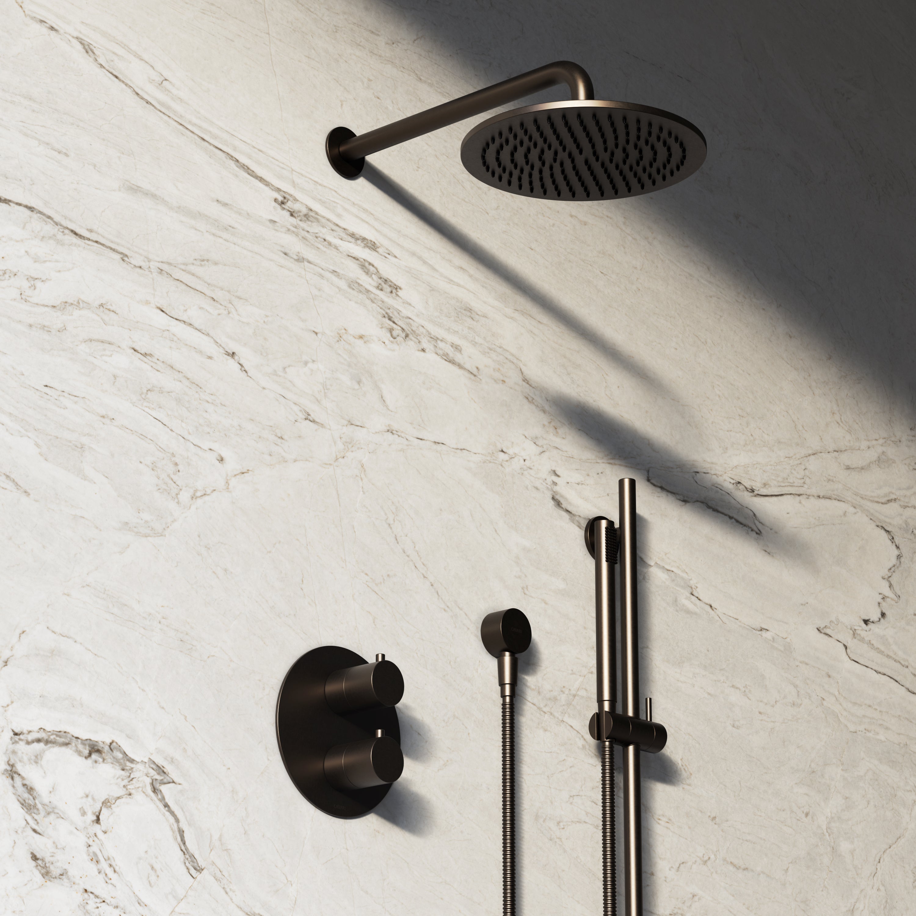 Image of Origin 2-Way Thermostatic Shower Set – Overhead & Slide Rail Hand Shower