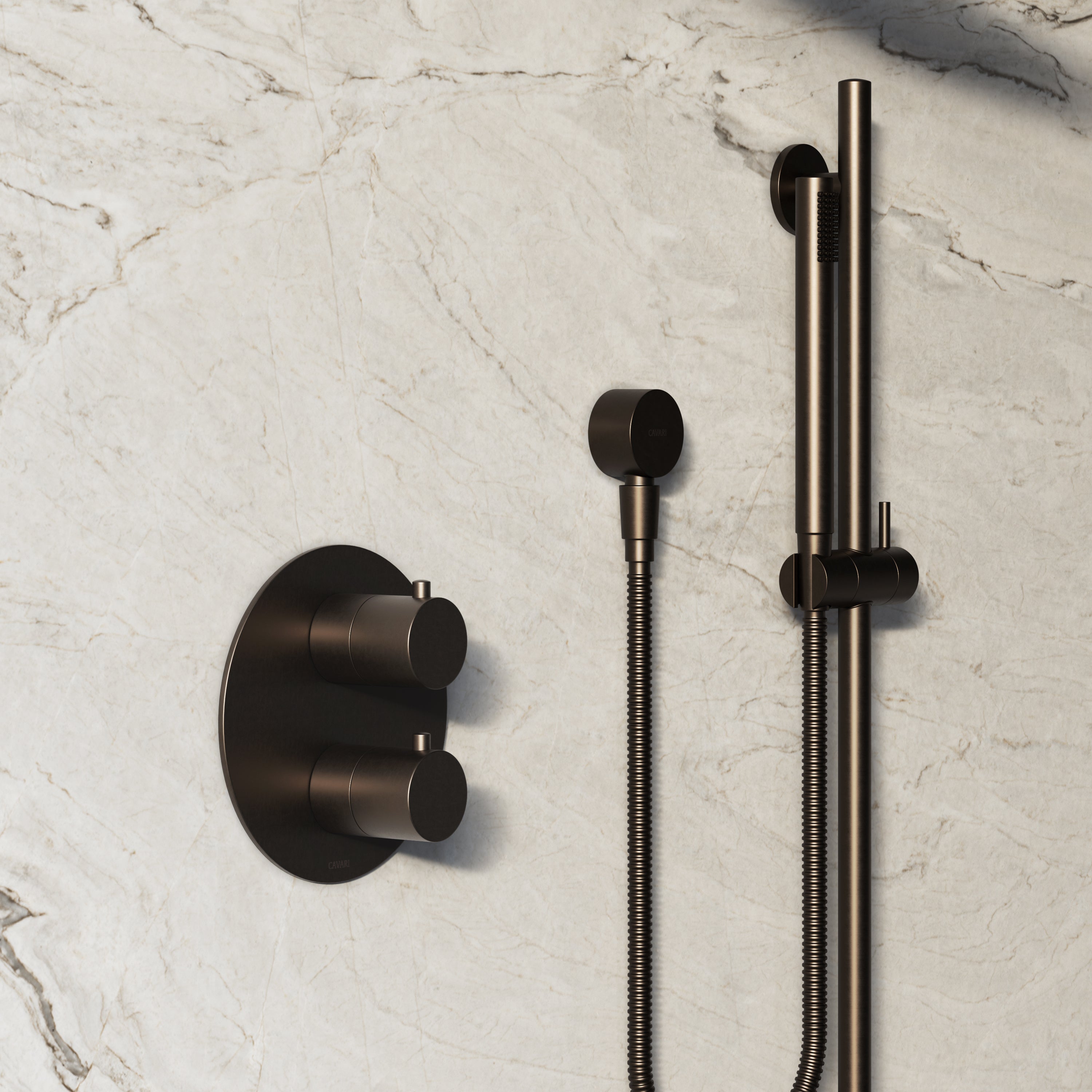 Image of Origin 2-Way Thermostatic Shower Set – Overhead & Slide Rail Hand Shower