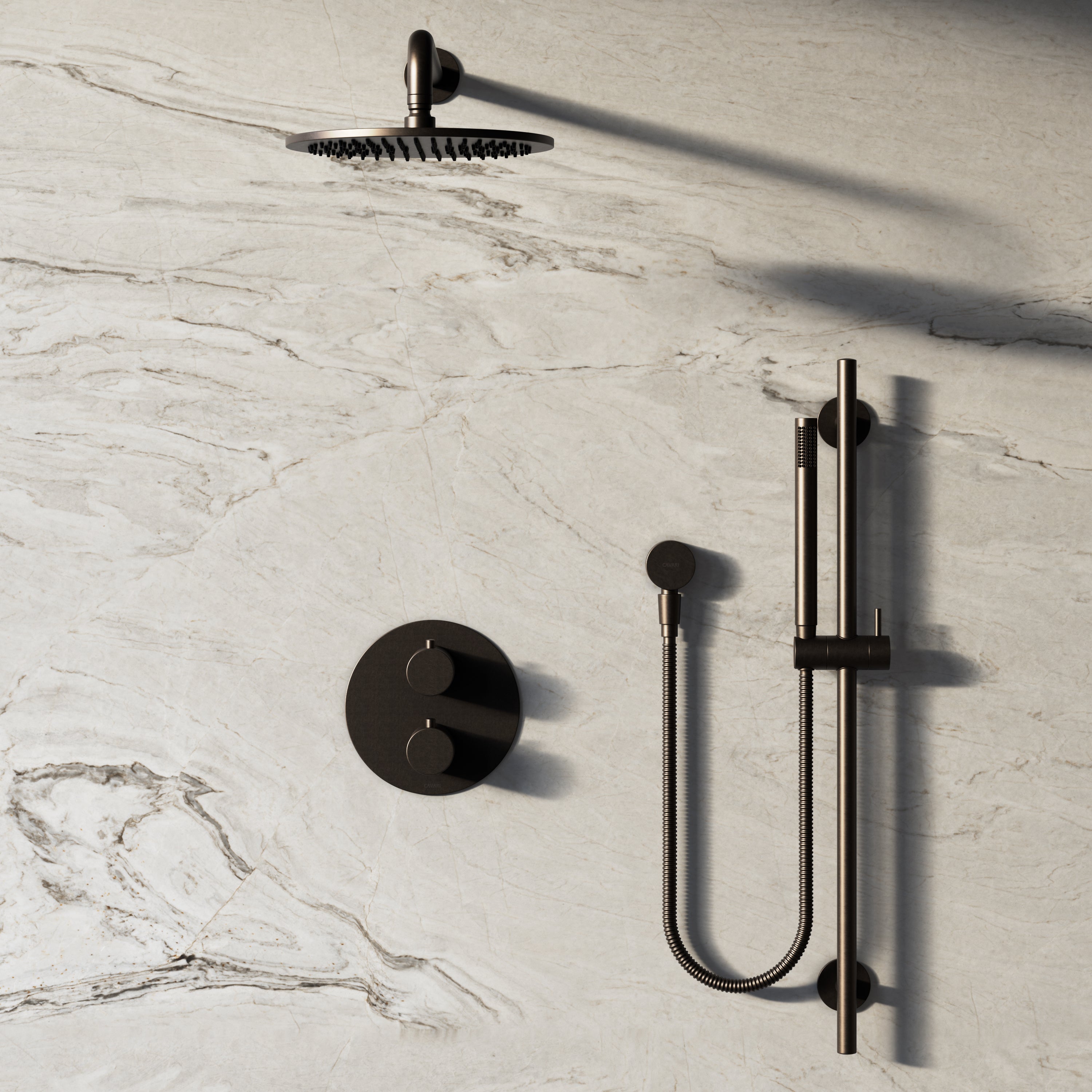 Image of Origin 2-Way Thermostatic Shower Set – Overhead & Slide Rail Hand Shower