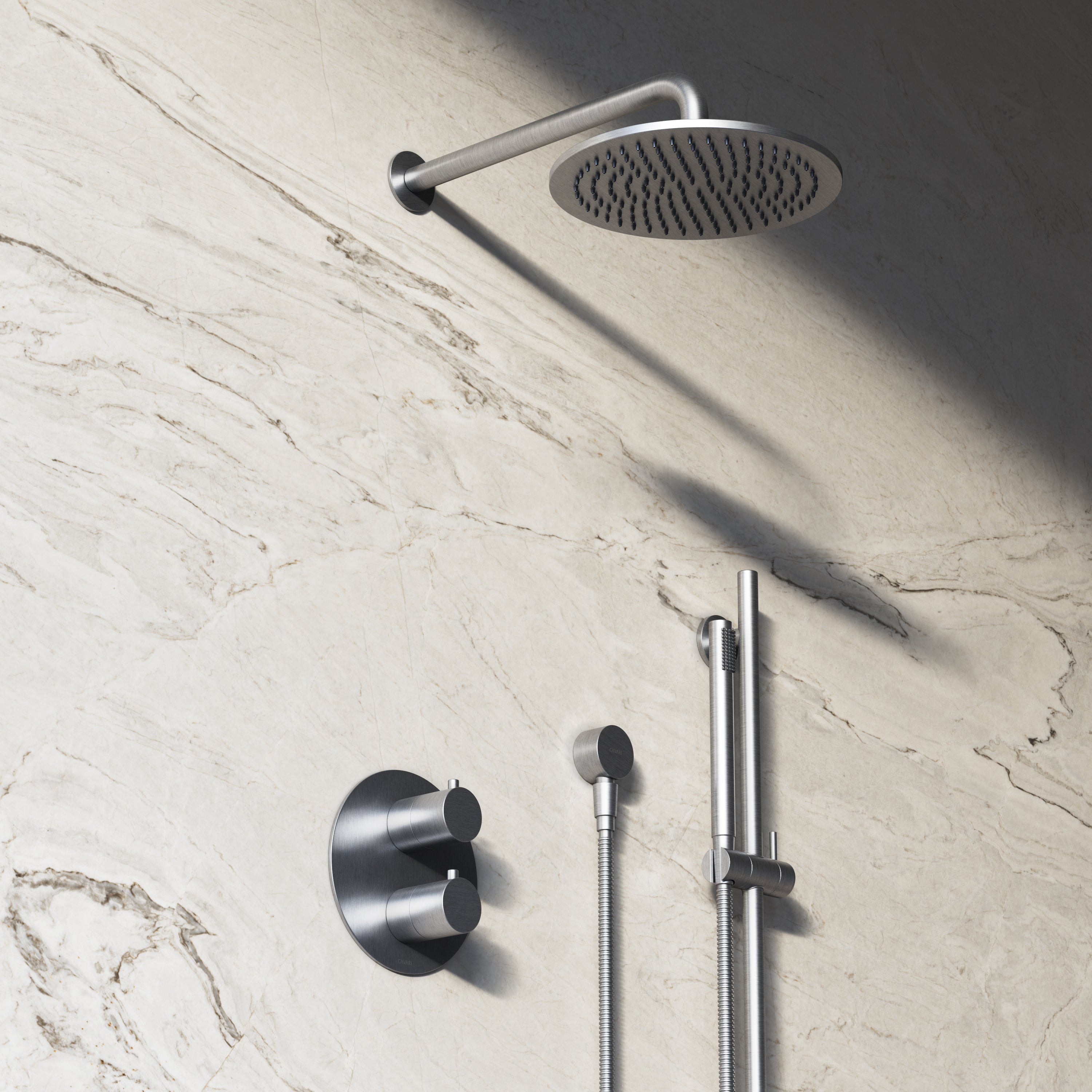Image of Origin 2-Way Thermostatic Shower Set – Overhead & Slide Rail Hand Shower