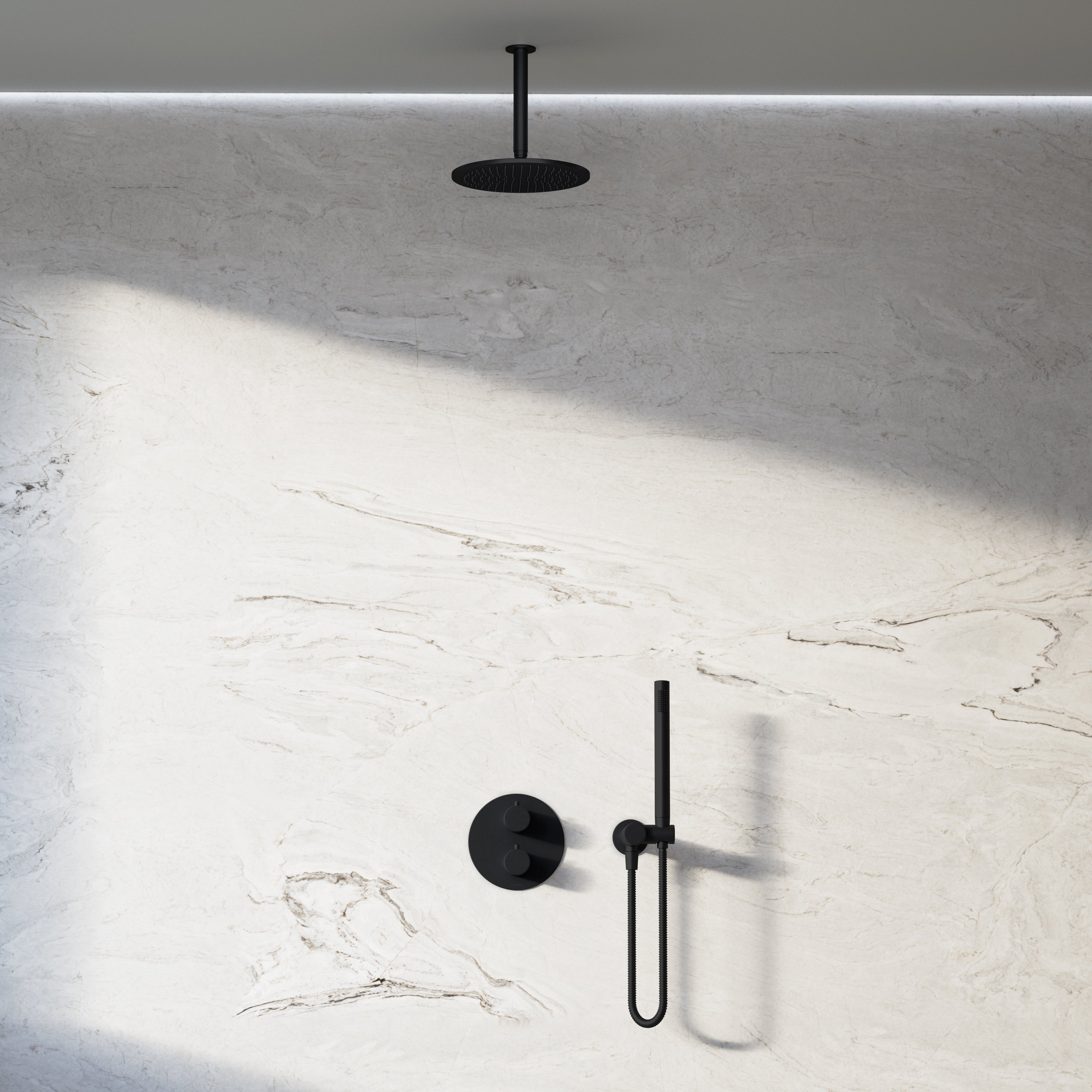 Image of Origin 2-Way Thermostatic Shower Set – Ceiling Mounted Overhead & Angled Hand Shower