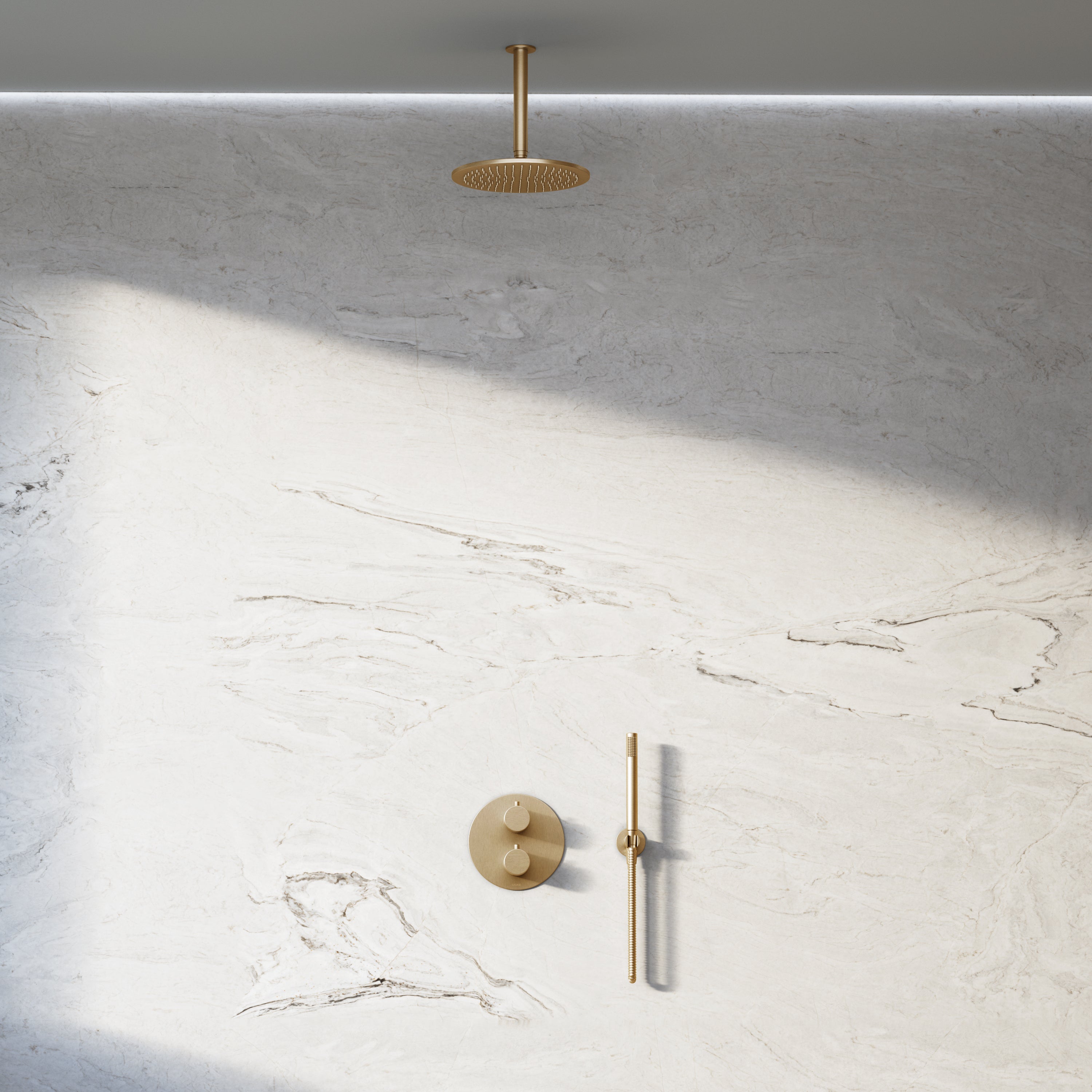Image of Origin 2-Way Thermostatic Shower Set – Ceiling Mounted Overhead & Straight Hand Shower