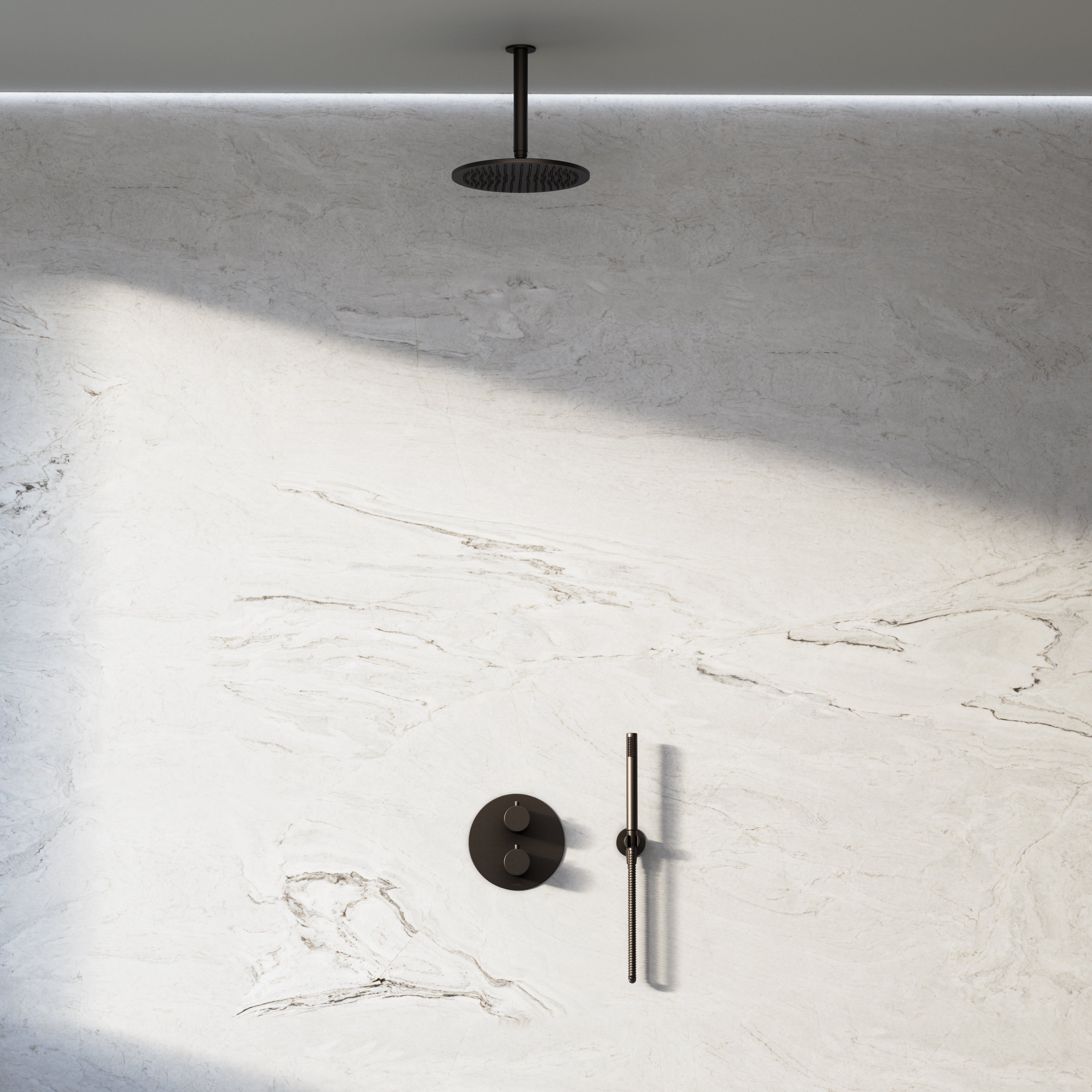 Image of Origin 2-Way Thermostatic Shower Set – Ceiling Mounted Overhead & Straight Hand Shower
