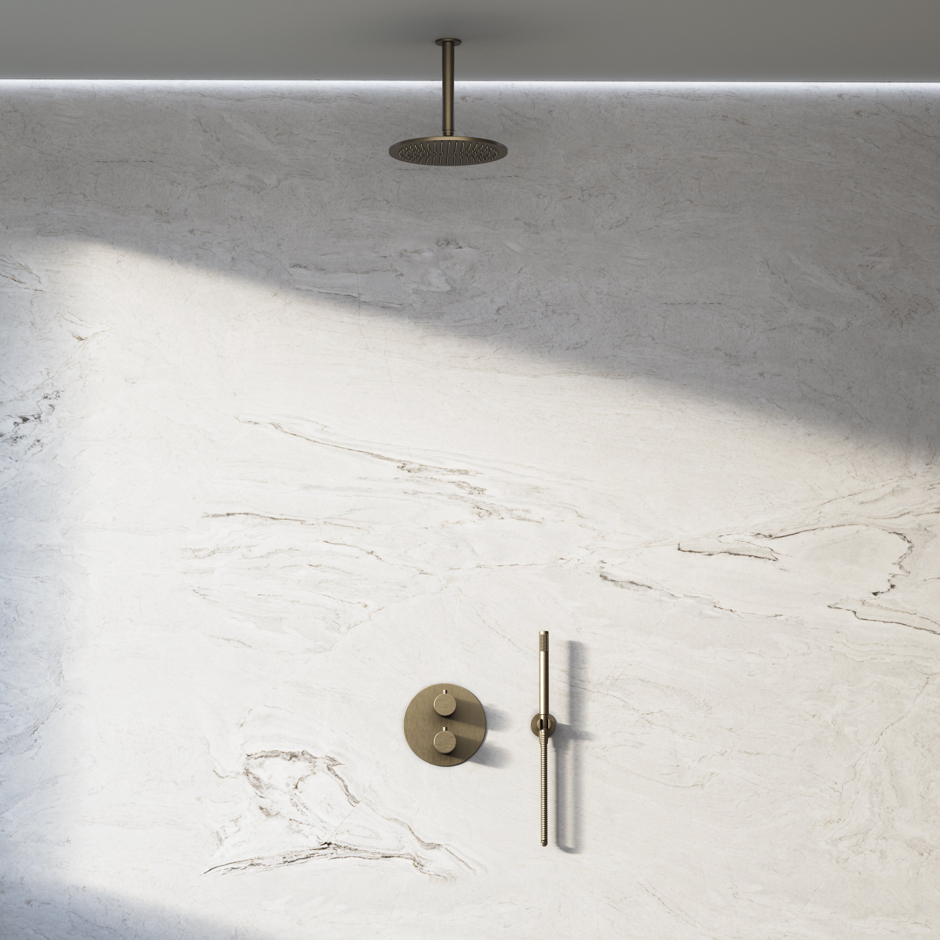 Image of Origin 2-Way Thermostatic Shower Set – Ceiling Mounted Overhead & Straight Hand Shower