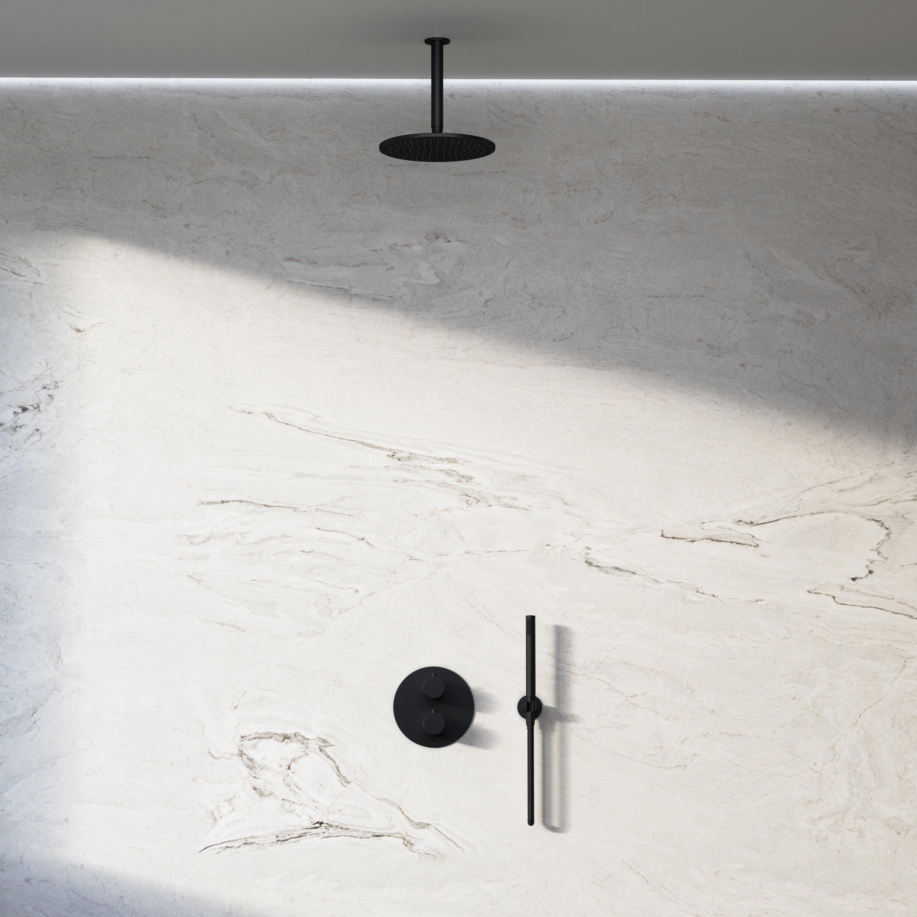 Image of Origin 2-Way Thermostatic Shower Set – Ceiling Mounted Overhead & Straight Hand Shower