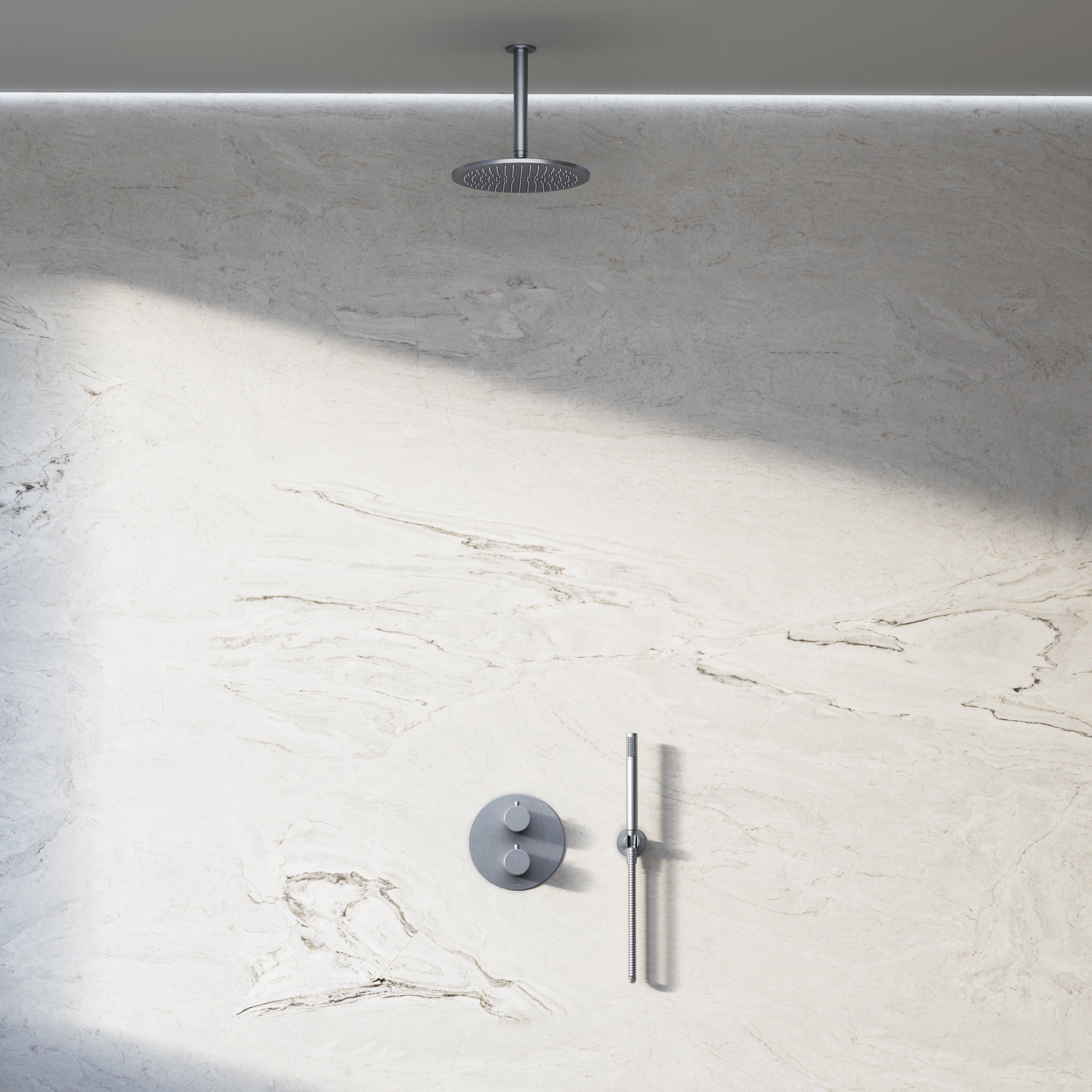 Image of Origin 2-Way Thermostatic Shower Set – Ceiling Mounted Overhead & Straight Hand Shower