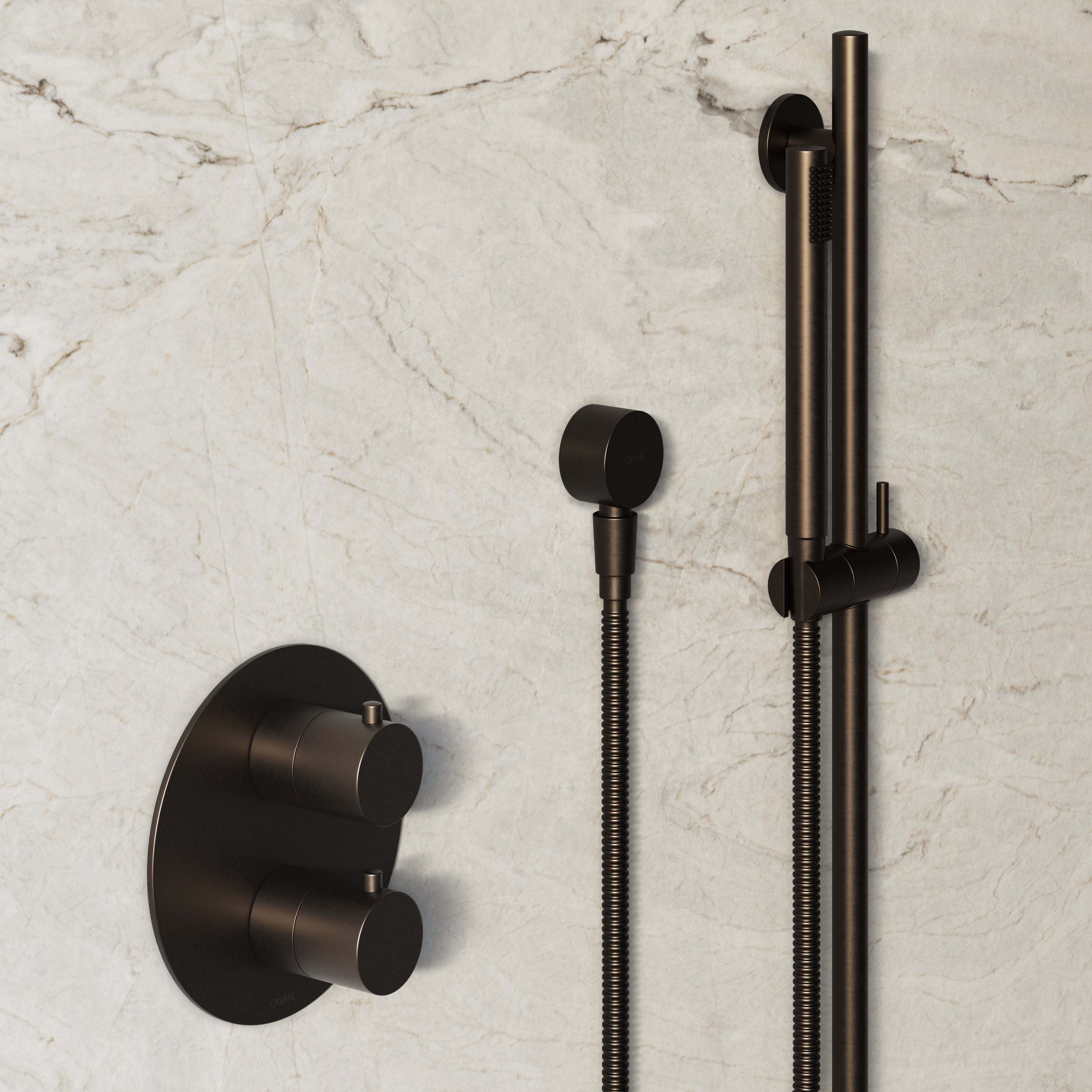 Image of Origin 2-Way Thermostatic Shower Set – Ceiling Mounted Overhead & Slide Rail Hand Shower