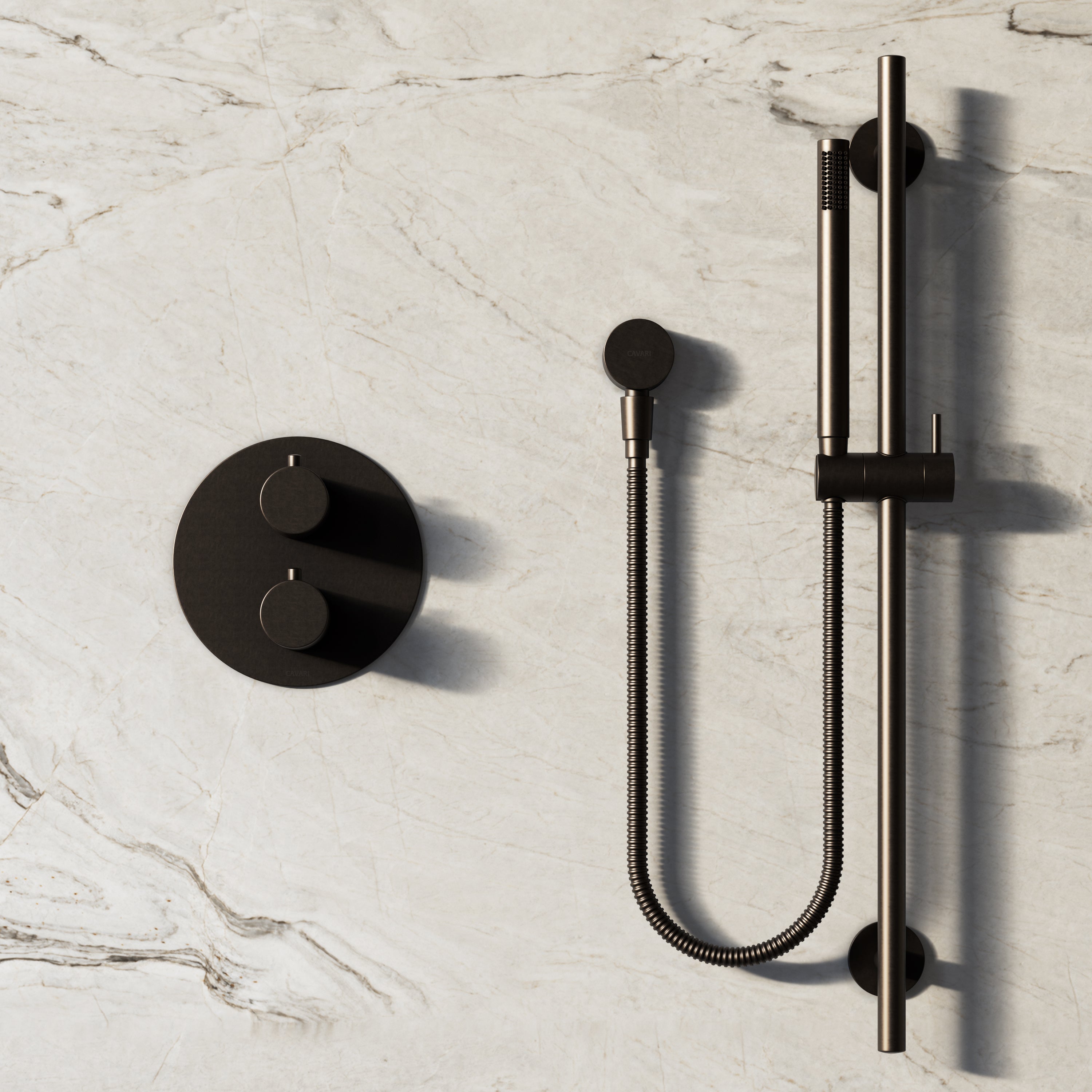 Image of Origin 2-Way Thermostatic Shower Set – Ceiling Mounted Overhead & Slide Rail Hand Shower