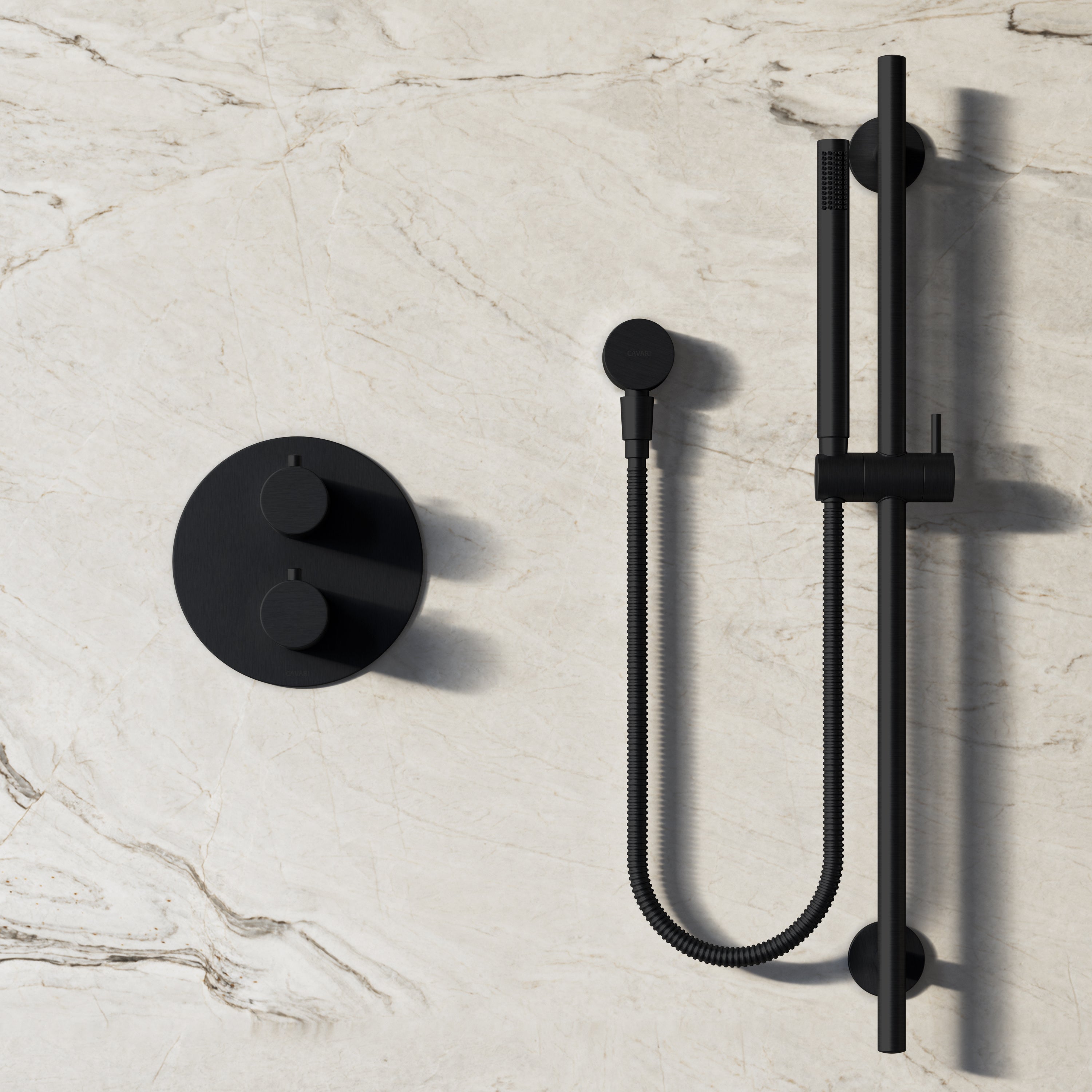 Image of Origin 2-Way Thermostatic Shower Set – Ceiling Mounted Overhead & Slide Rail Hand Shower