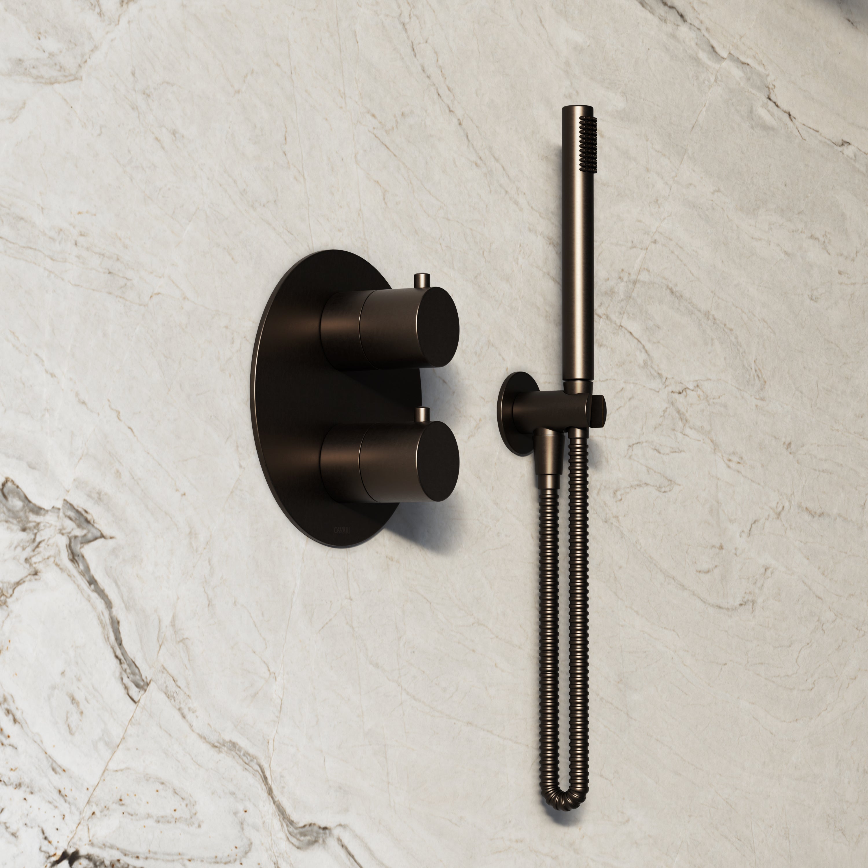 Image of Origin 3-Way Thermostatic Shower Set – Overhead, Straight Hand Shower & Short Spout