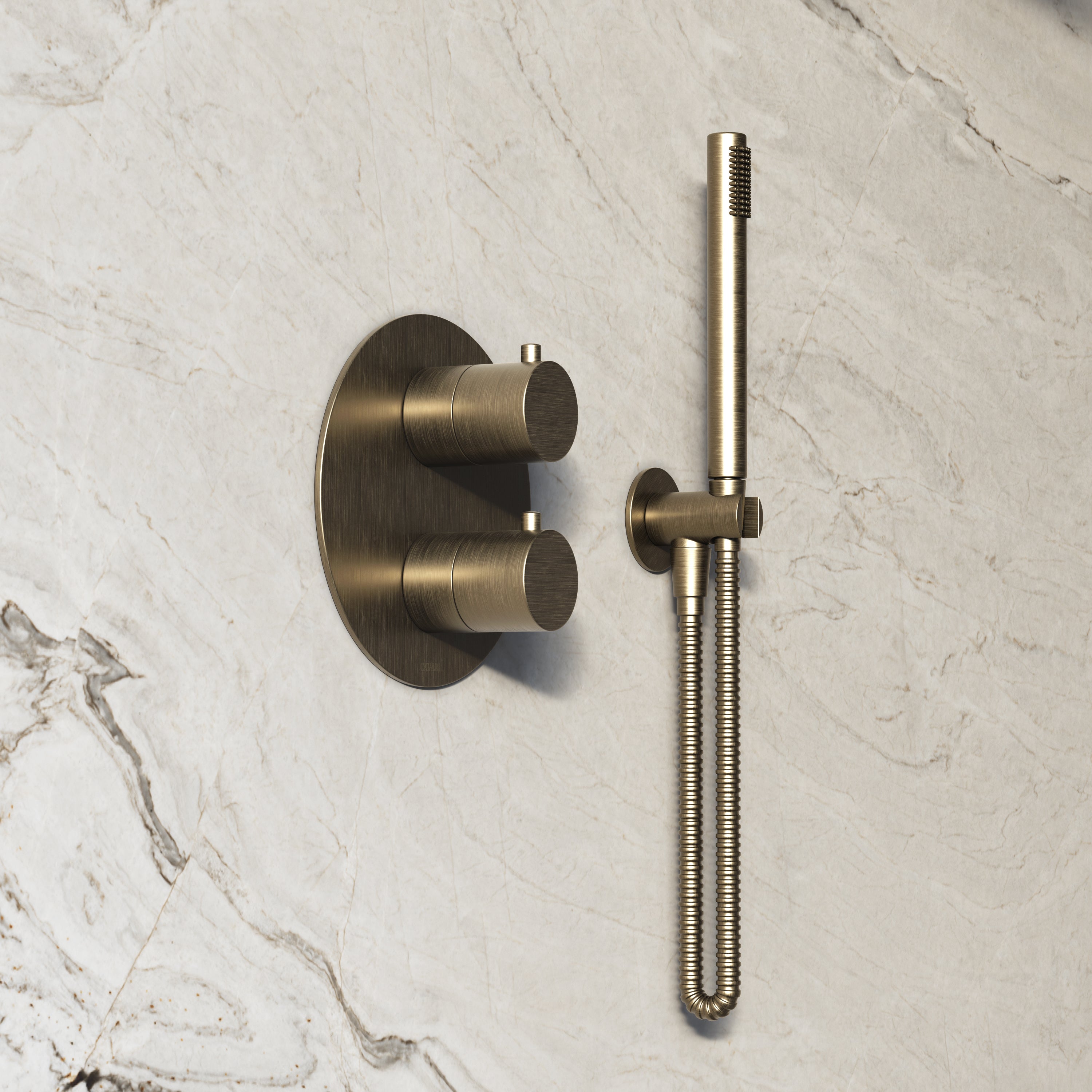Image of Origin 3-Way Thermostatic Shower Set – Overhead, Straight Hand Shower & Short Spout